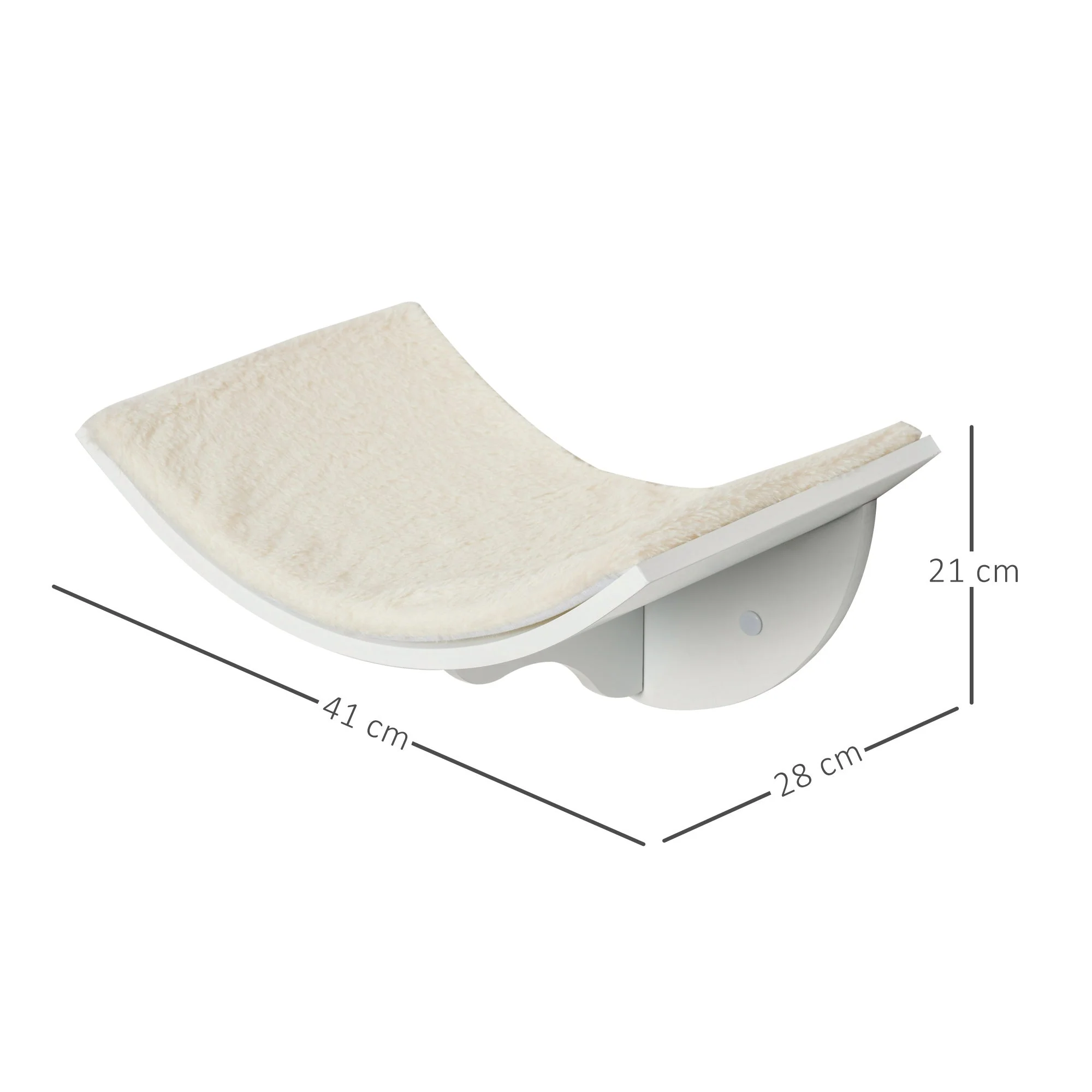PawHut Wood Cat Shelf Shelter Kitten Bed Curved Climber Wall-Mounted Berber Fleece - Image 4