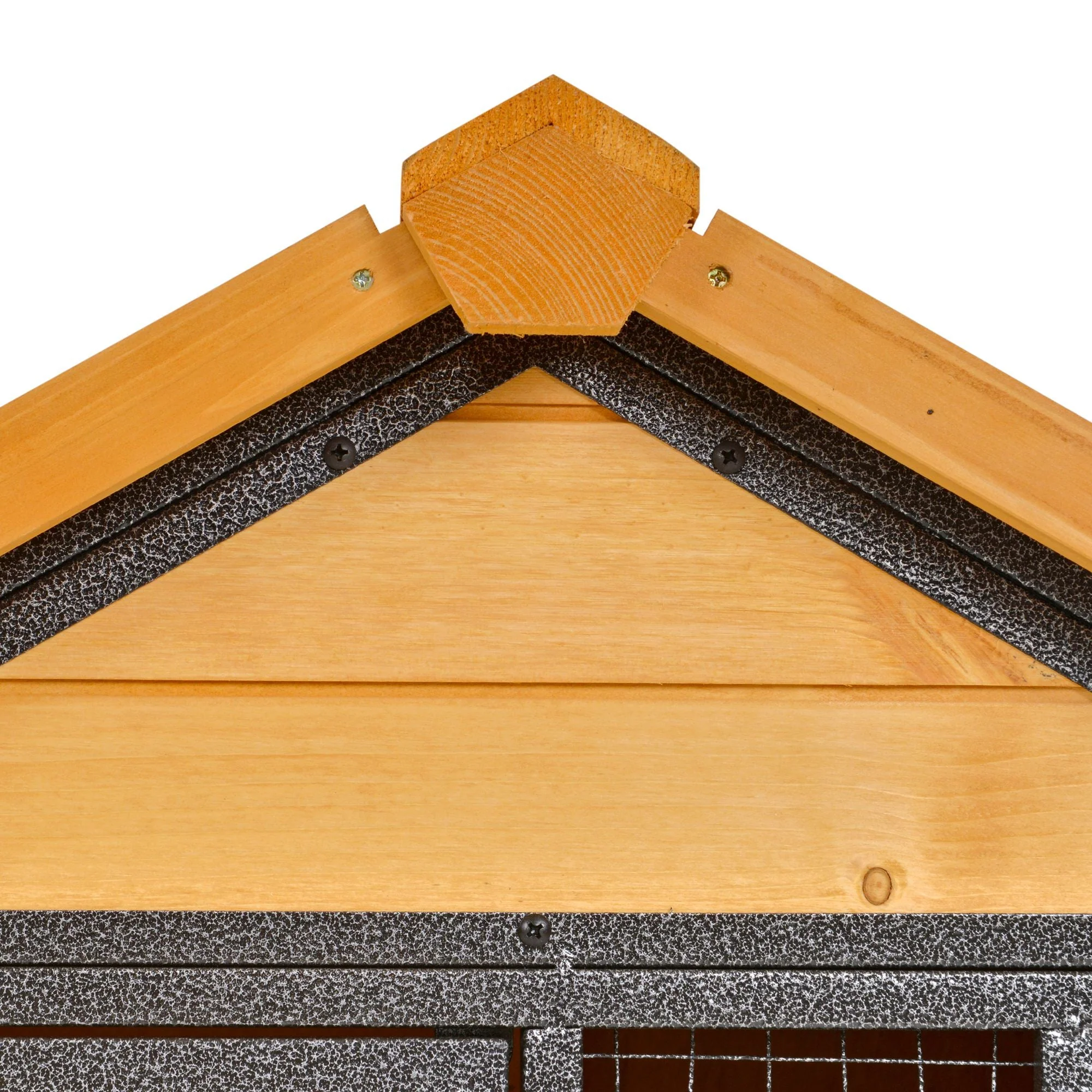 PawHut Wood-metal Rabbit Hutch Elevated Pet Bunny House Rabbit Cage with Slide-Out Tray Outdoor - Image 4