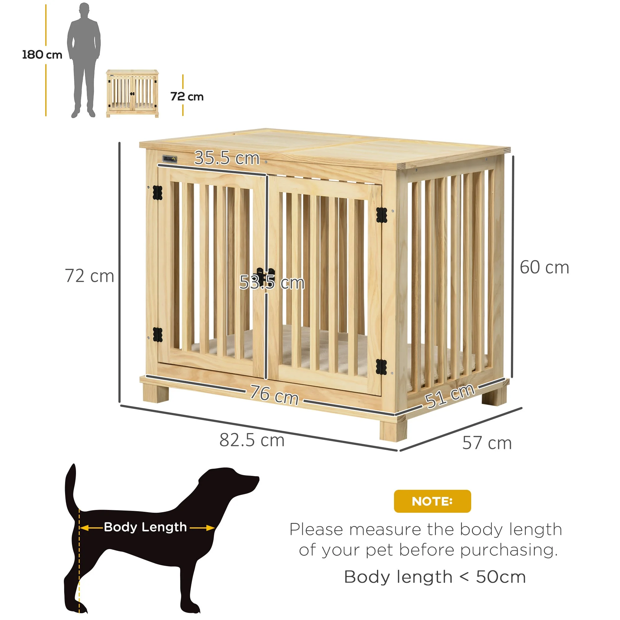PawHut Wooden Dog Crate - Image 4