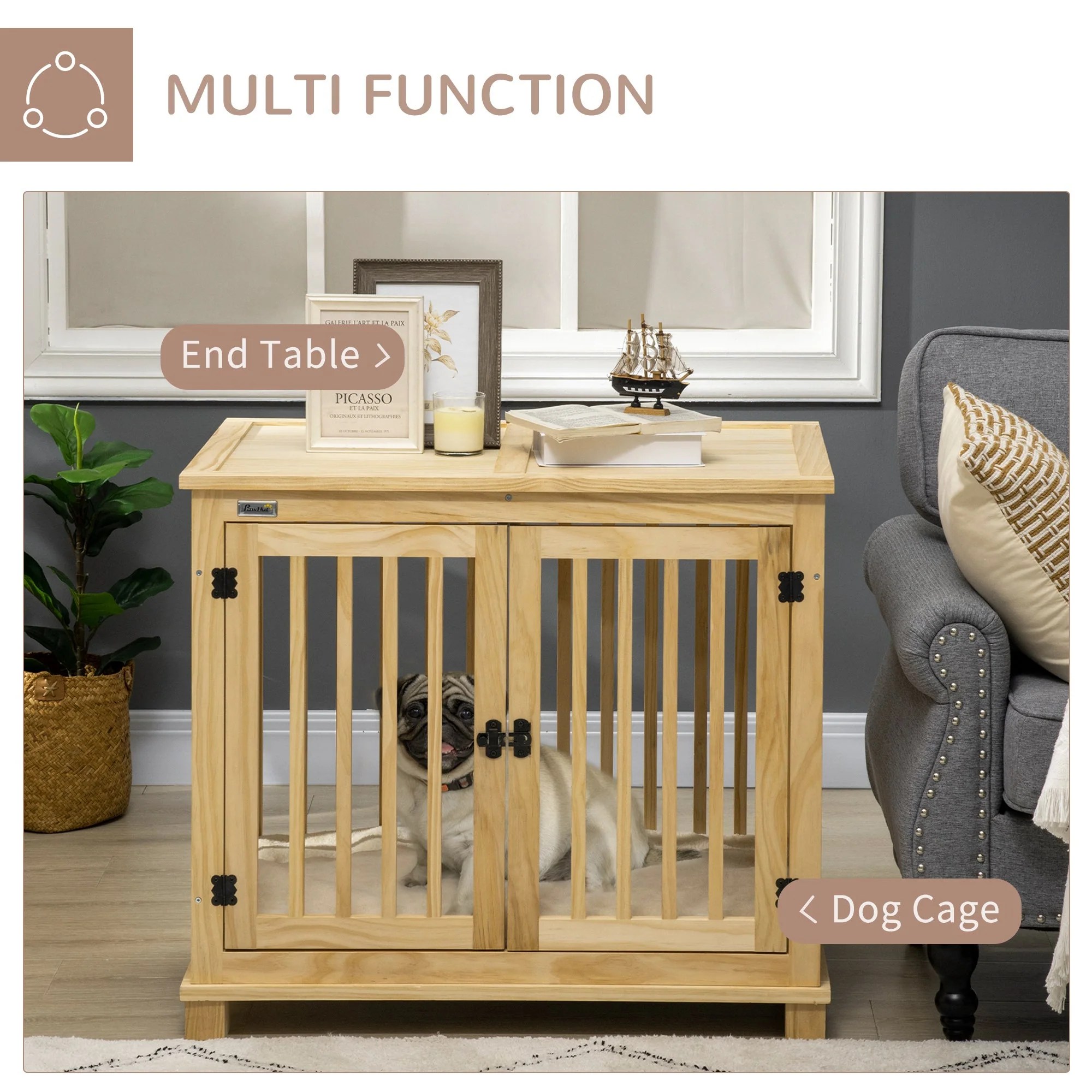 PawHut Wooden Dog Crate - Image 6