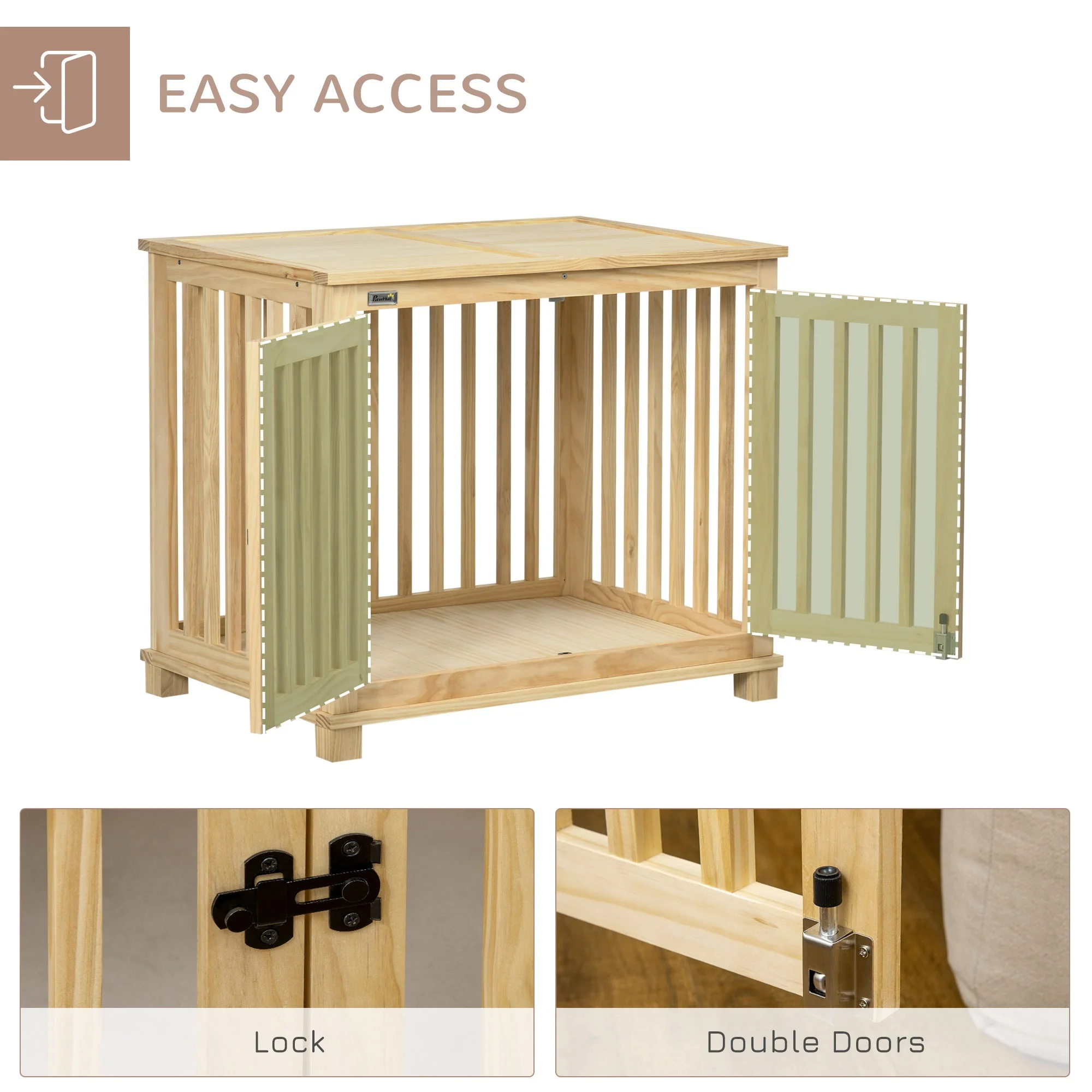 PawHut Wooden Dog Crate - Image 7