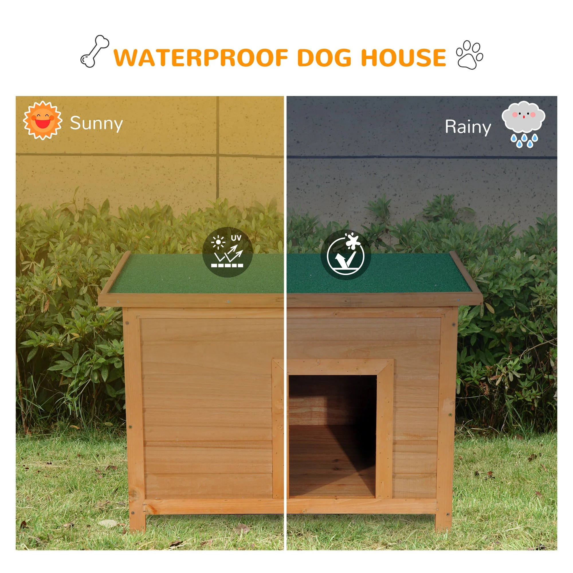 PawHut Wooden Dog Kennel Elevated Dog Pet House w/ Open Top 82W x 58D x 58H cm - Image 6
