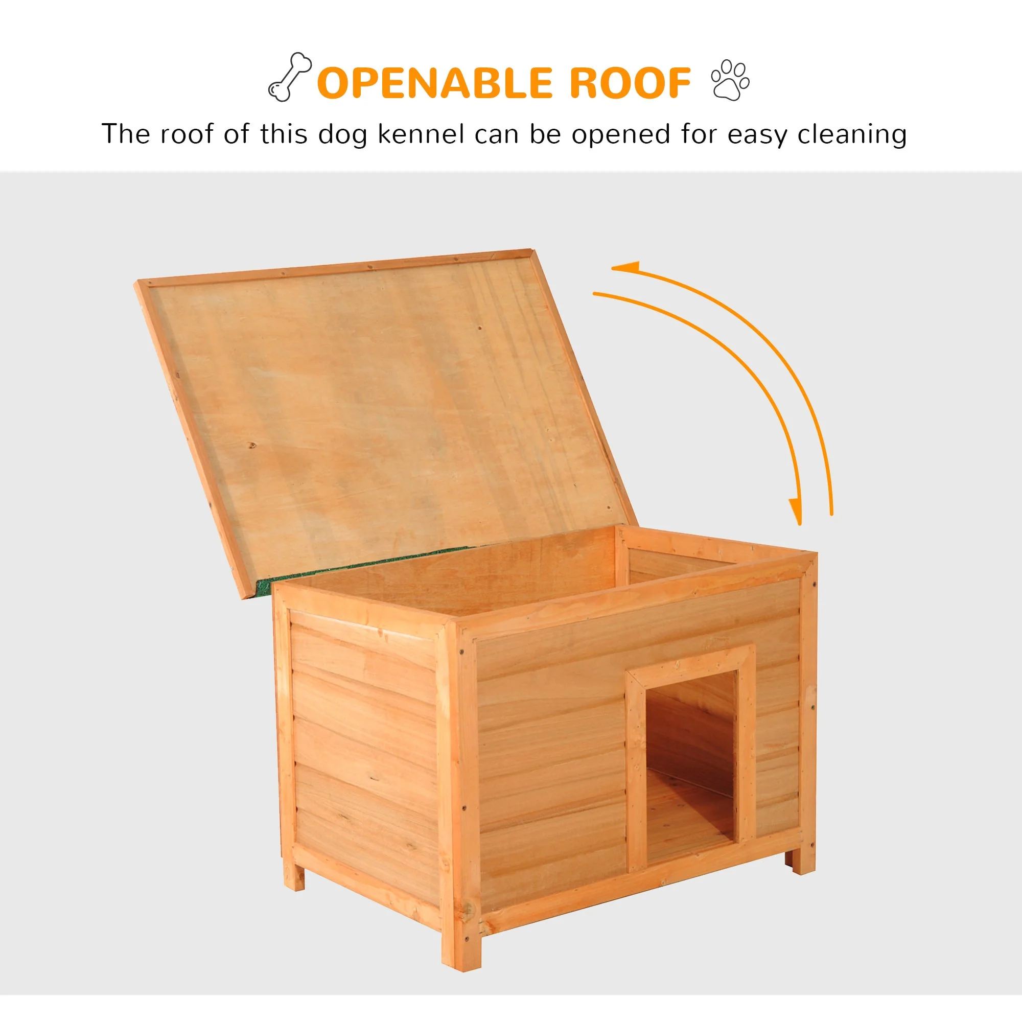 PawHut Wooden Dog Kennel Elevated Dog Pet House w/ Open Top 82W x 58D x 58H cm - Image 7