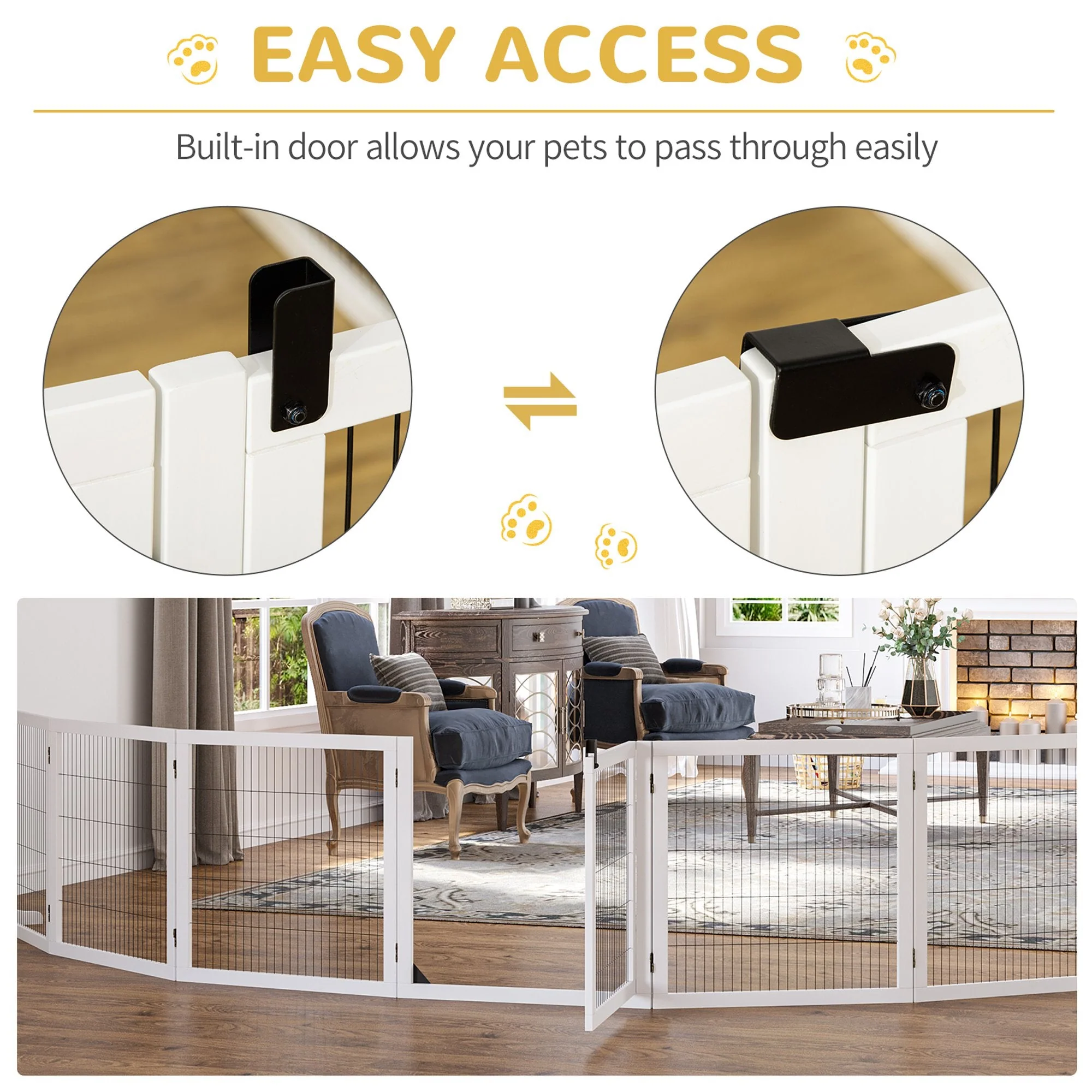 PawHut Wooden Pet Gate - Image 2