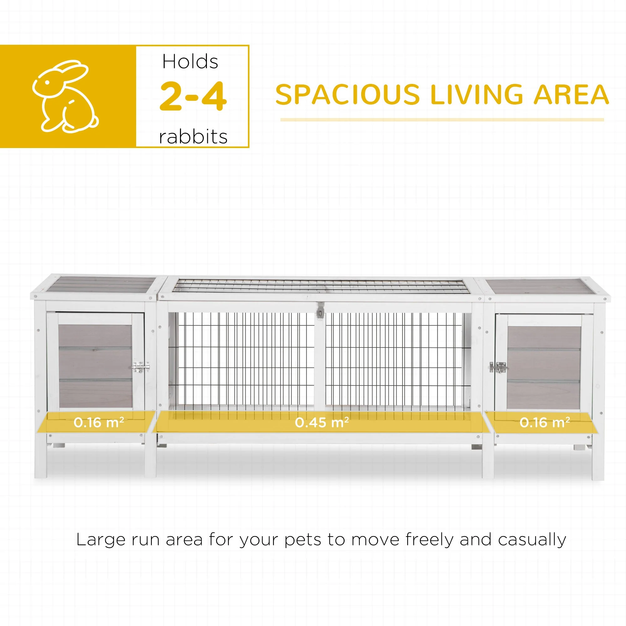 PawHut Wooden Rabbit Hutch - Image 4