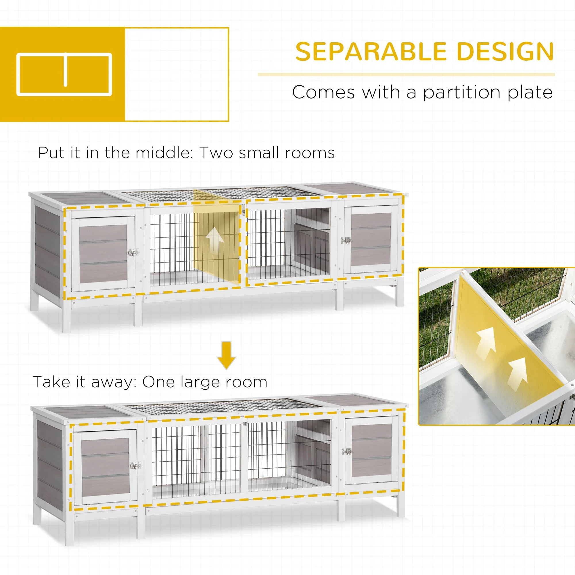 PawHut Wooden Rabbit Hutch - Image 6