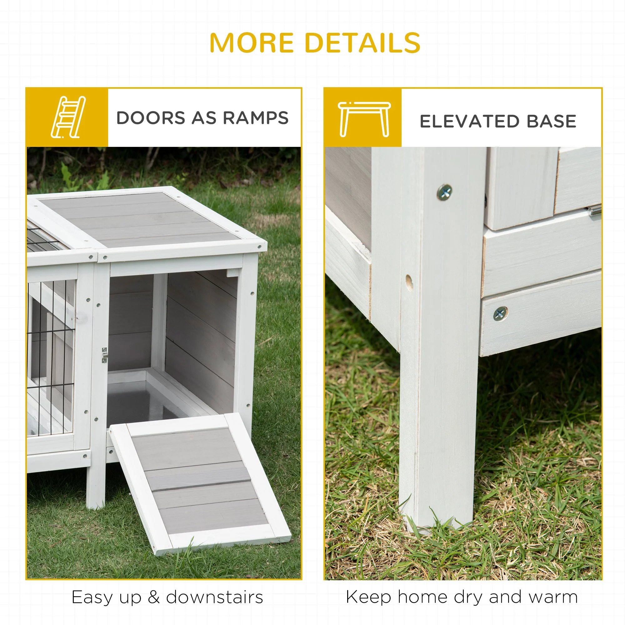 PawHut Wooden Rabbit Hutch - Image 8