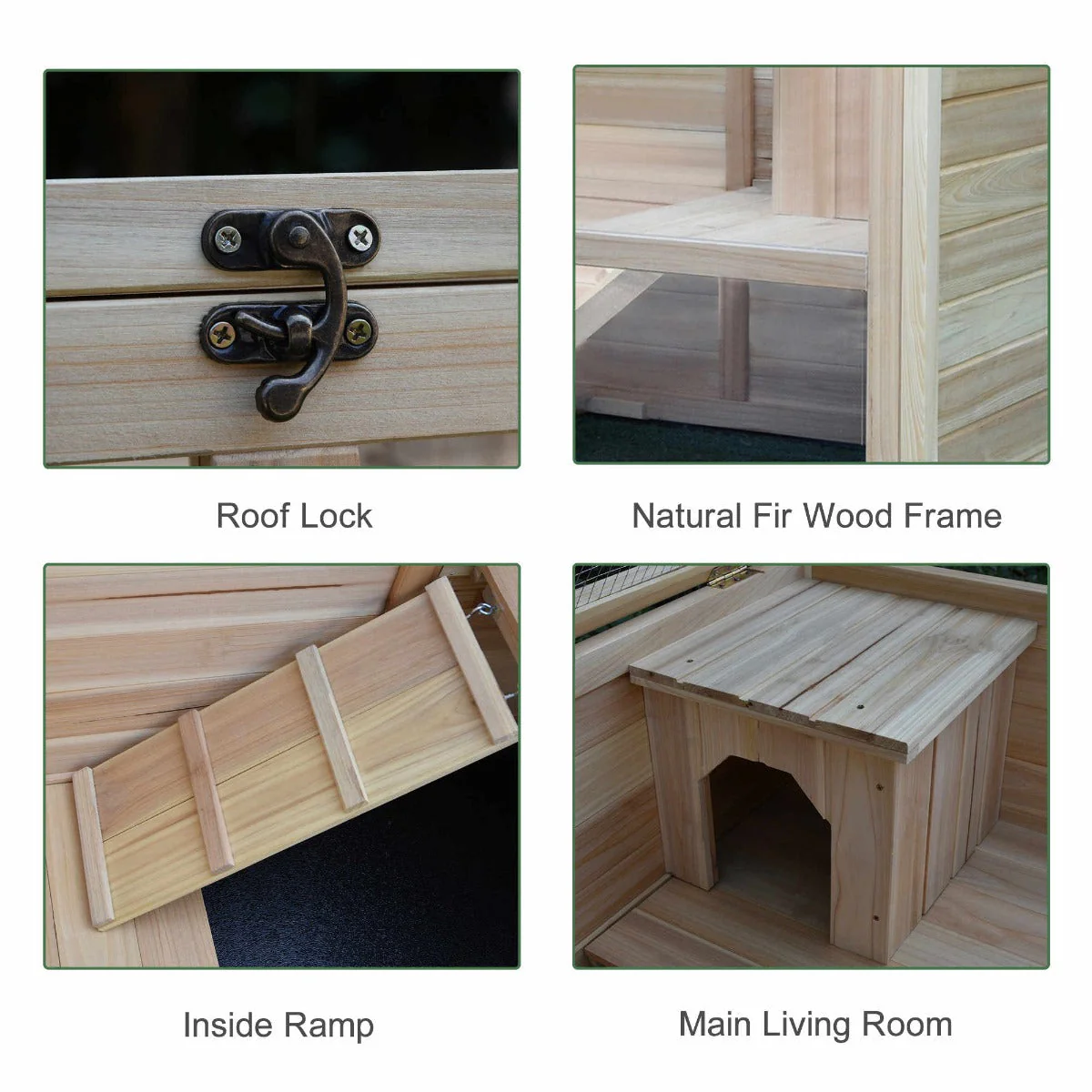 PawHut Wooden Rabbit Hutch Guinea Pigs House Small Animals Fir Wood Indoor Hutch - Image 7