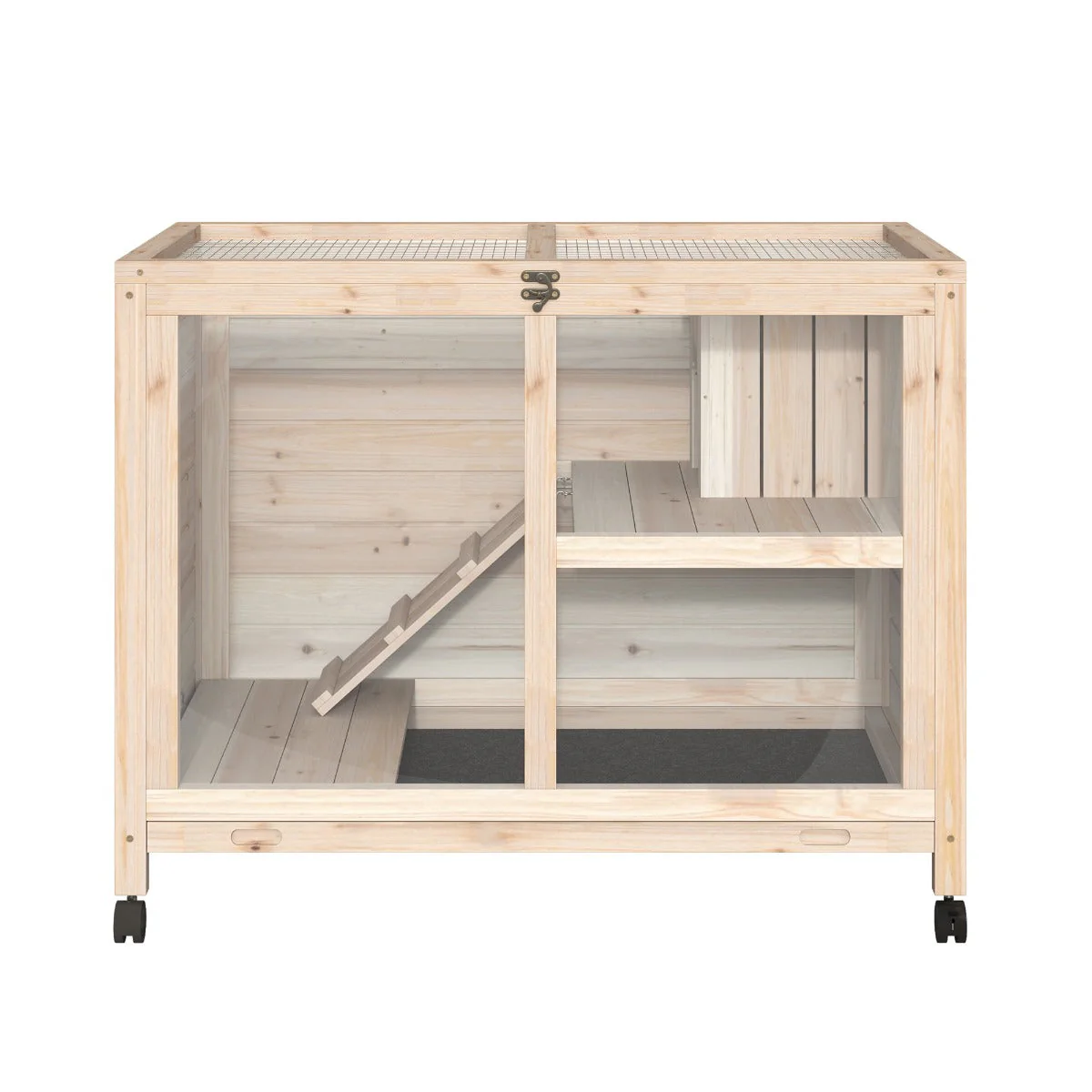 PawHut Wooden Rabbit Hutch Guinea Pigs House Small Animals Fir Wood Indoor Hutch - Image 9