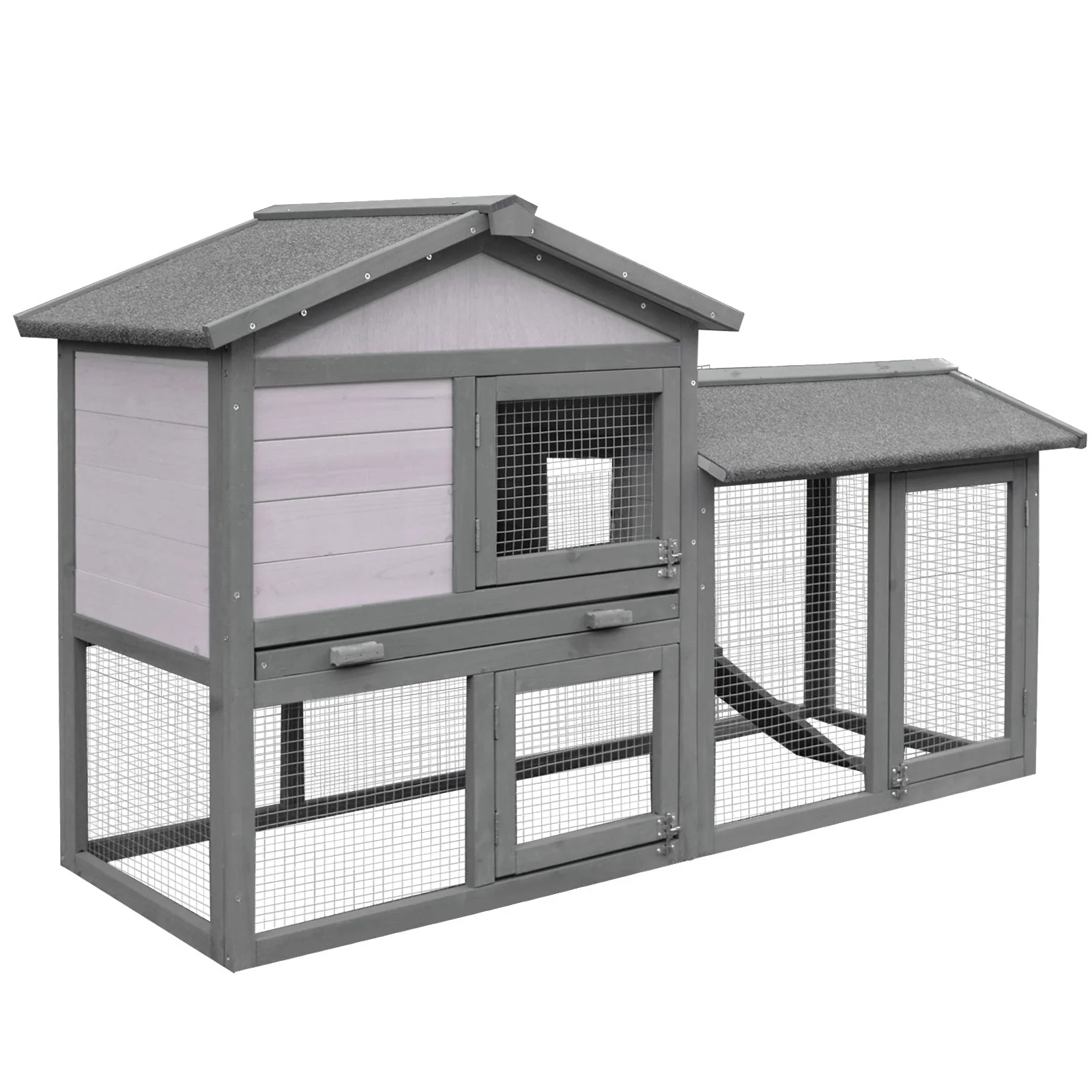PawHut Wooden Rabbit Hutch Outdoor - Image 2