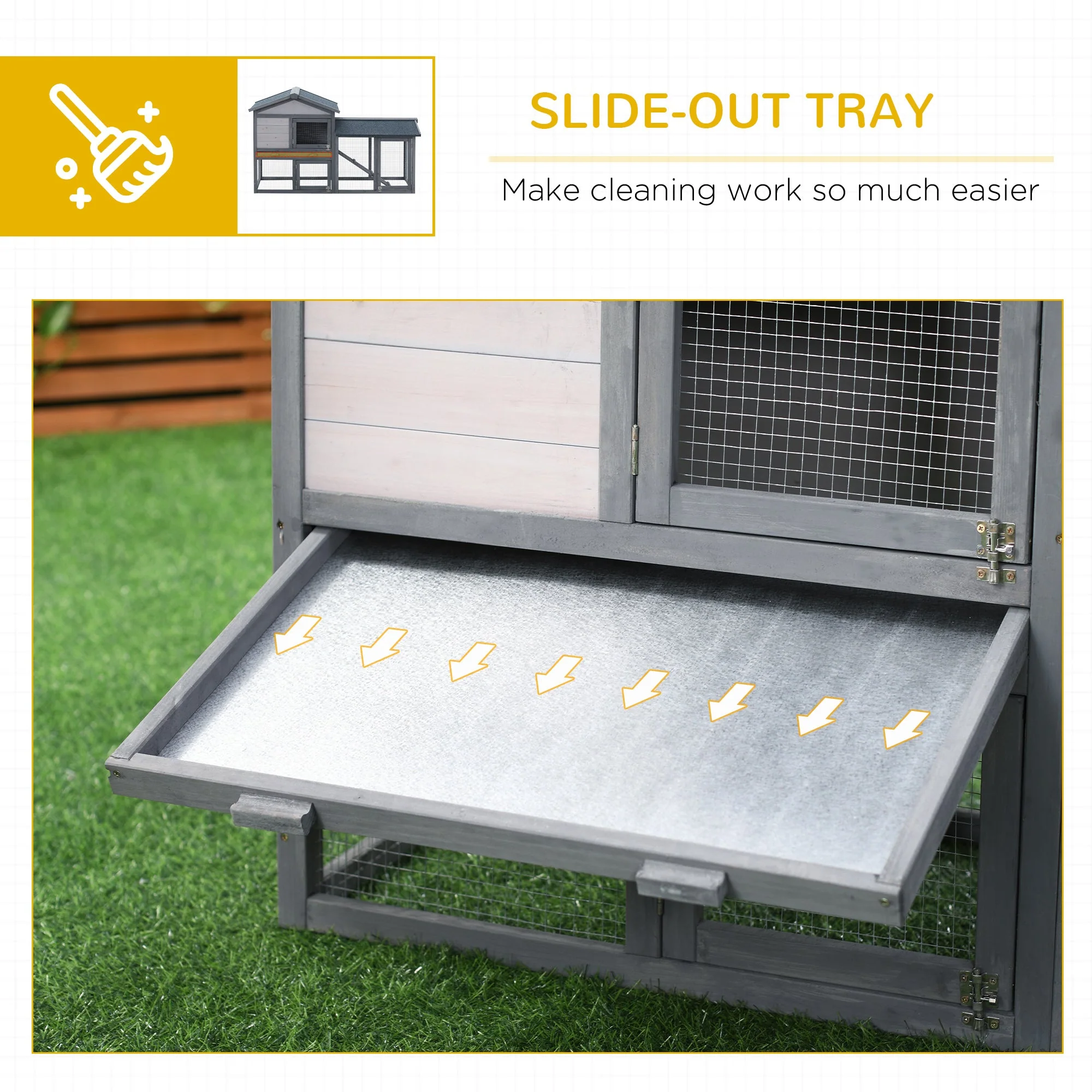 PawHut Wooden Rabbit Hutch Outdoor - Image 3