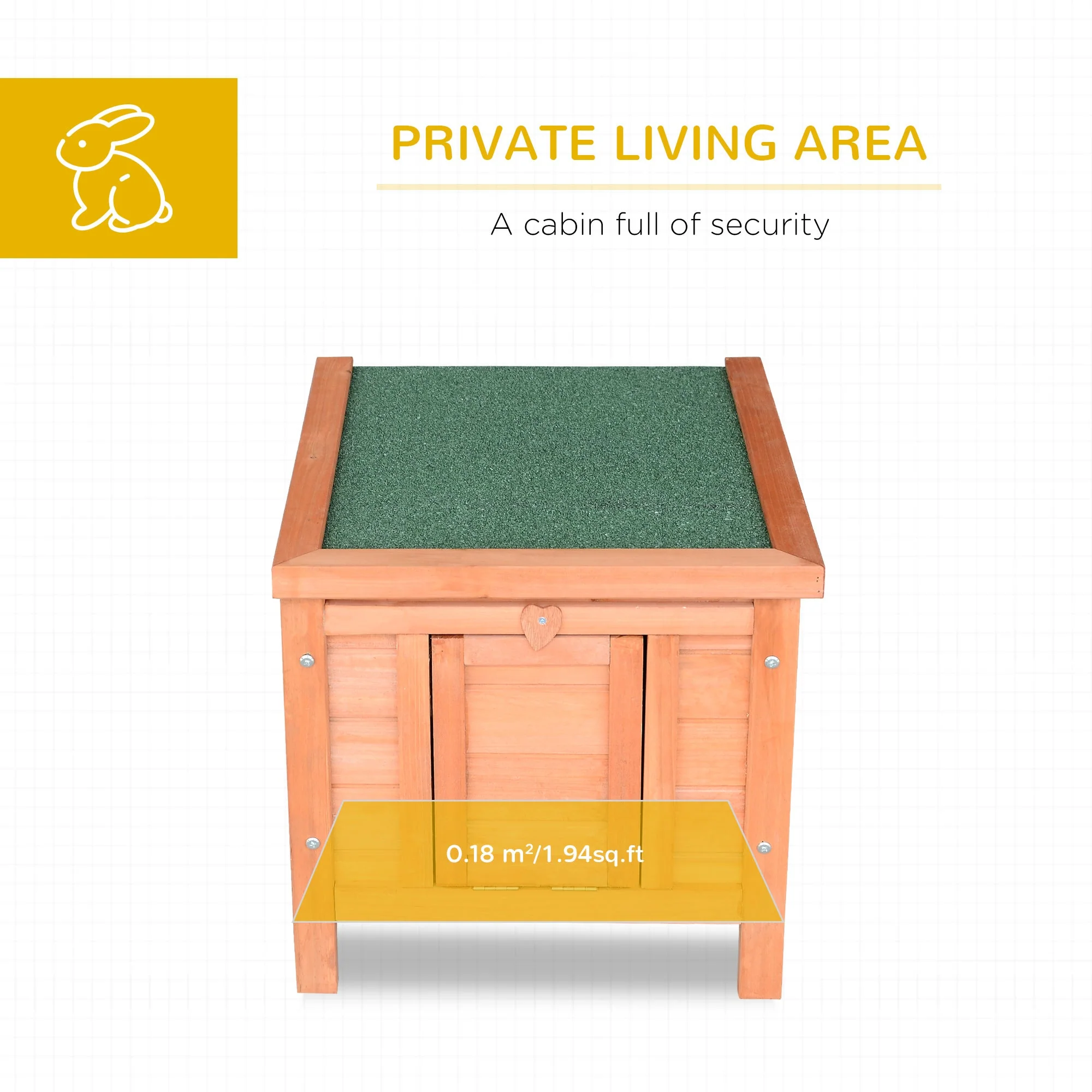 PawHut Wooden Rabbit Hutch Outdoor - Image 3