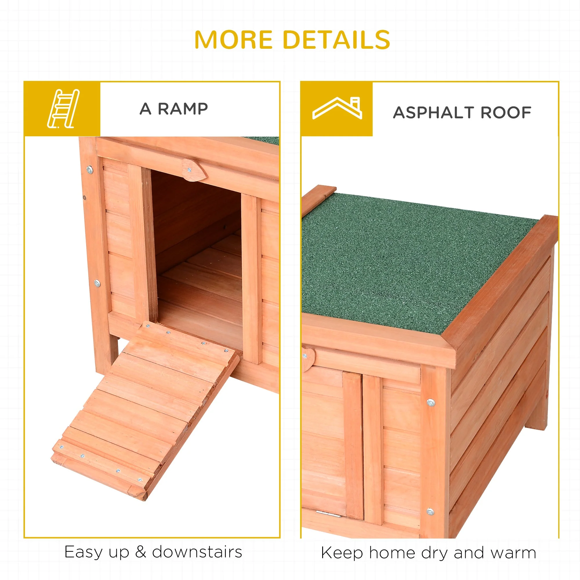 PawHut Wooden Rabbit Hutch Outdoor - Image 5