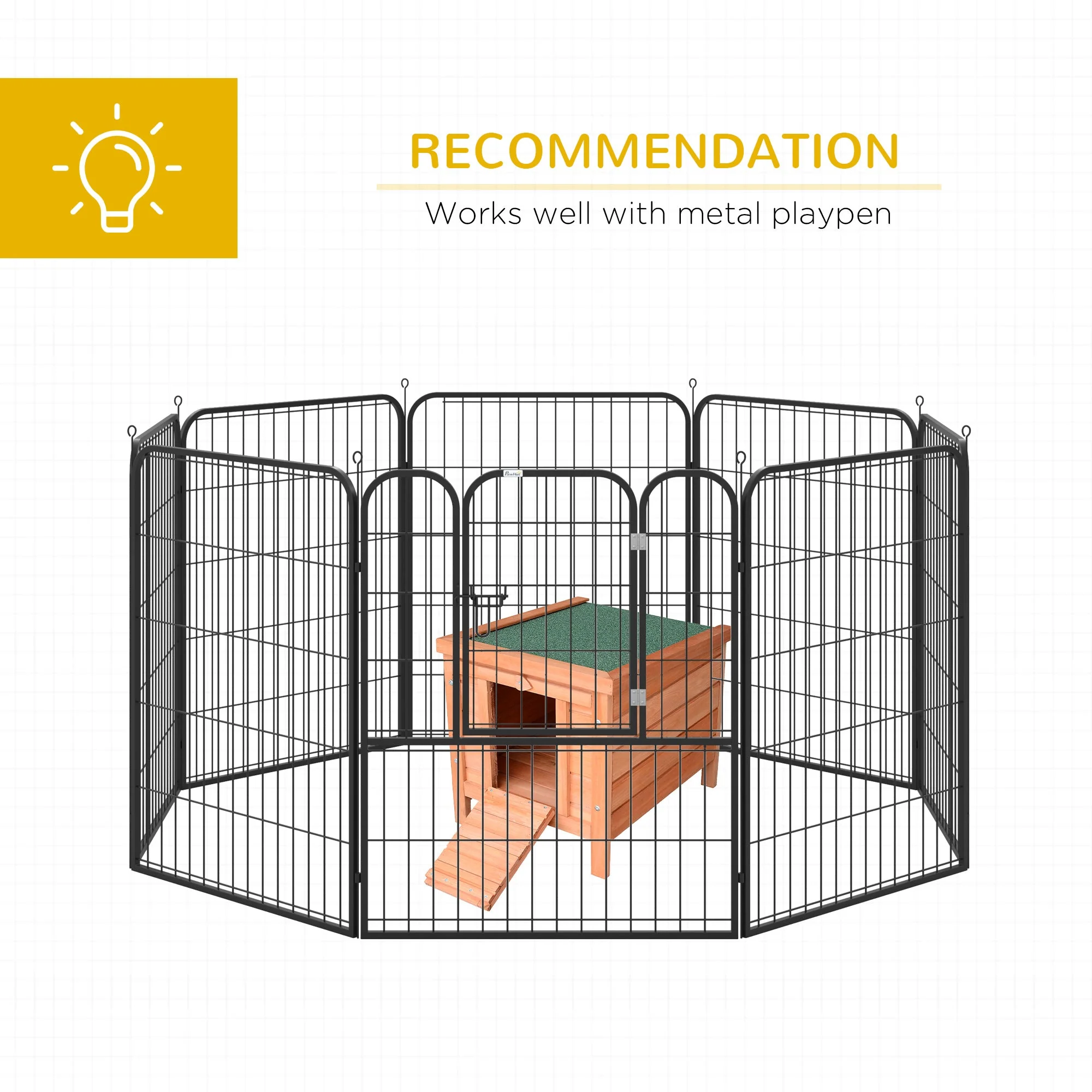 PawHut Wooden Rabbit Hutch Outdoor - Image 6