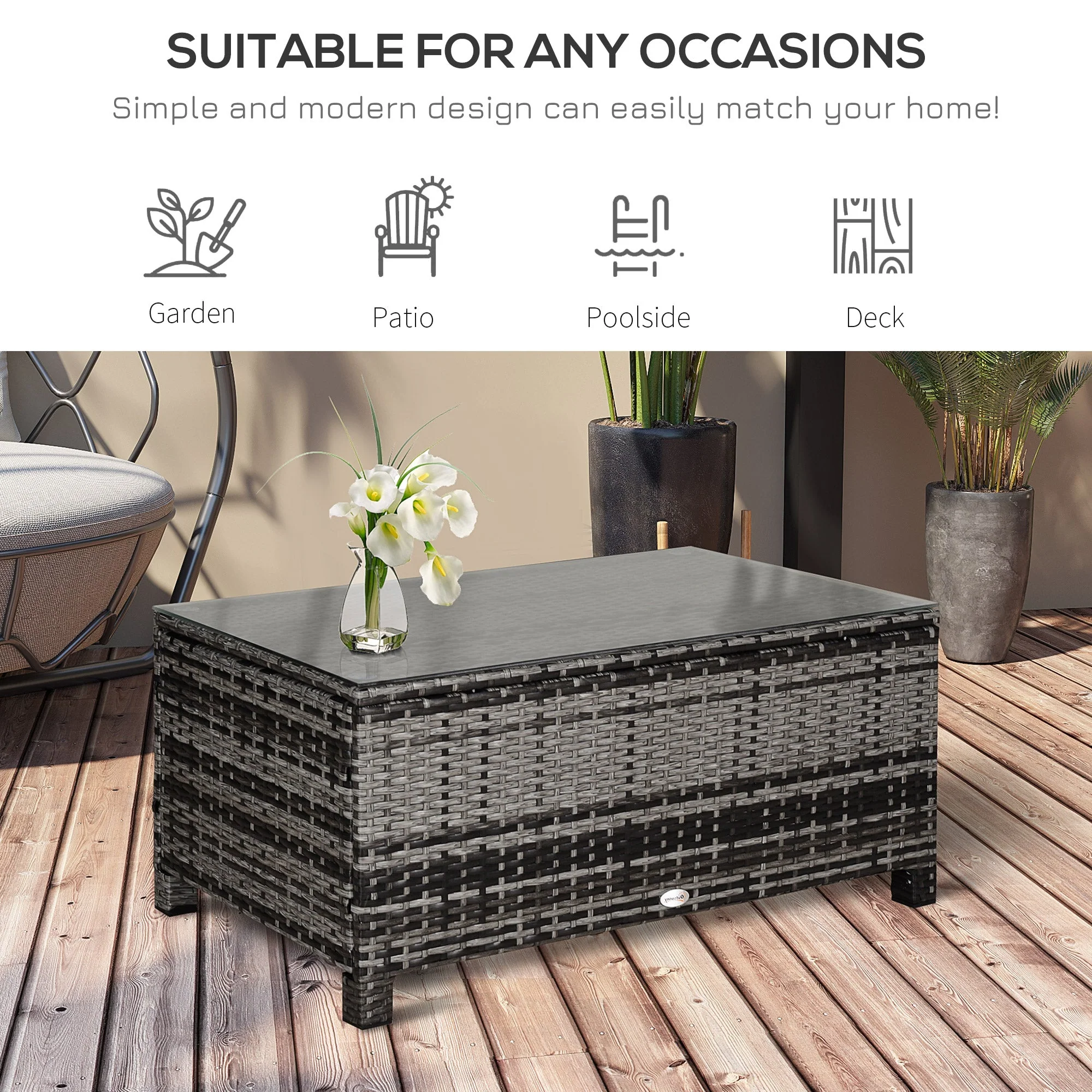 PE Rattan Garden Coffee Table - Image 6