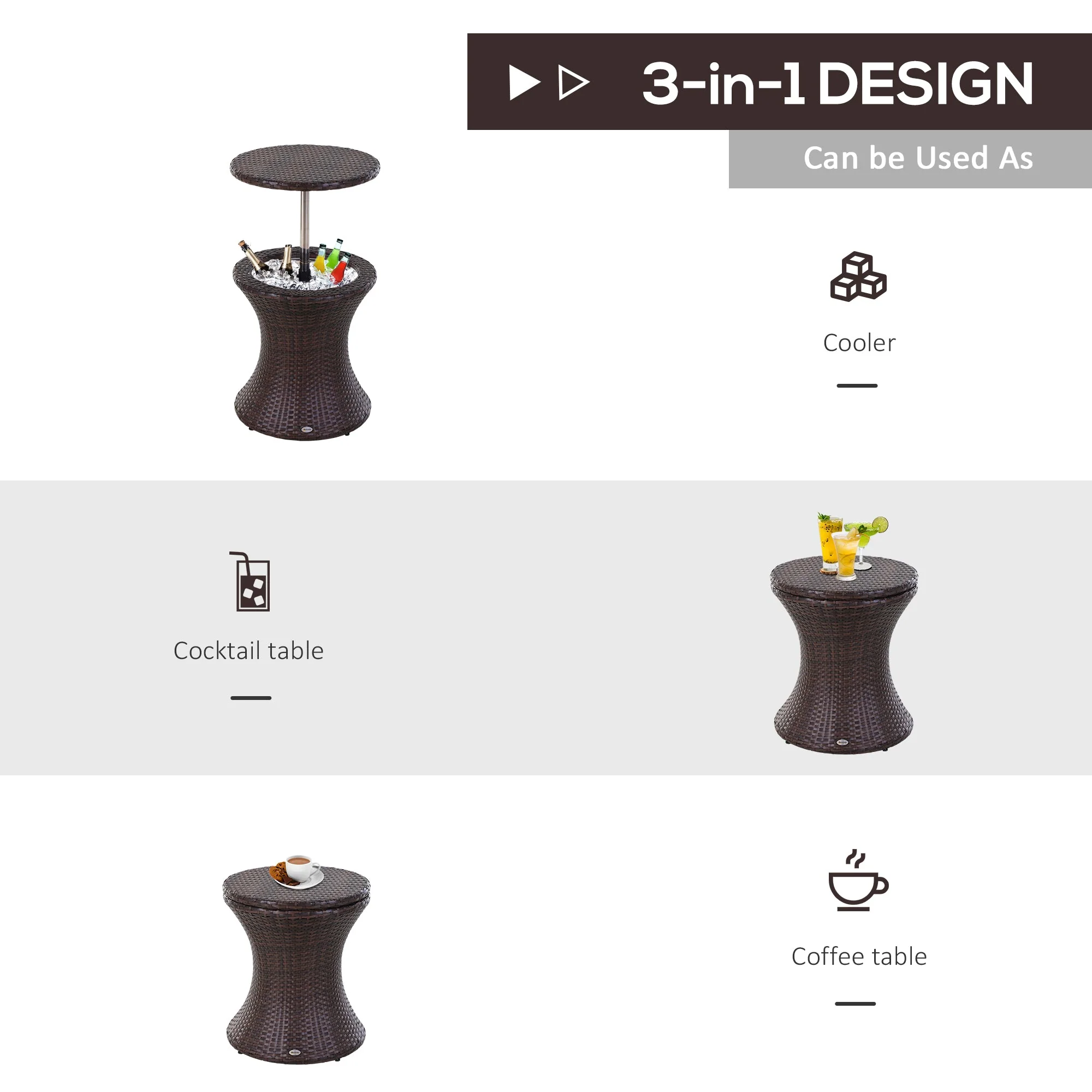 PE Rattan Ice Bucket Table - Image 4