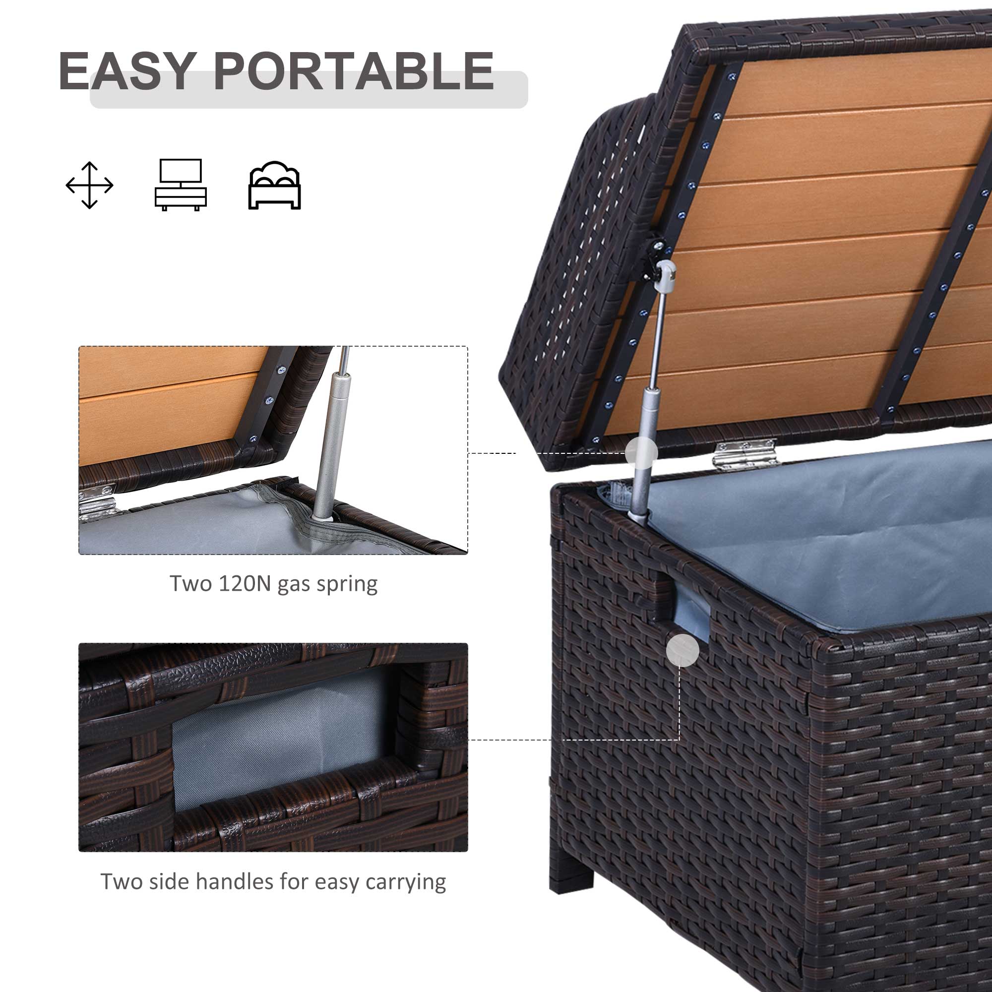 PE Rattan Outdoor Storage Benches - Image 4