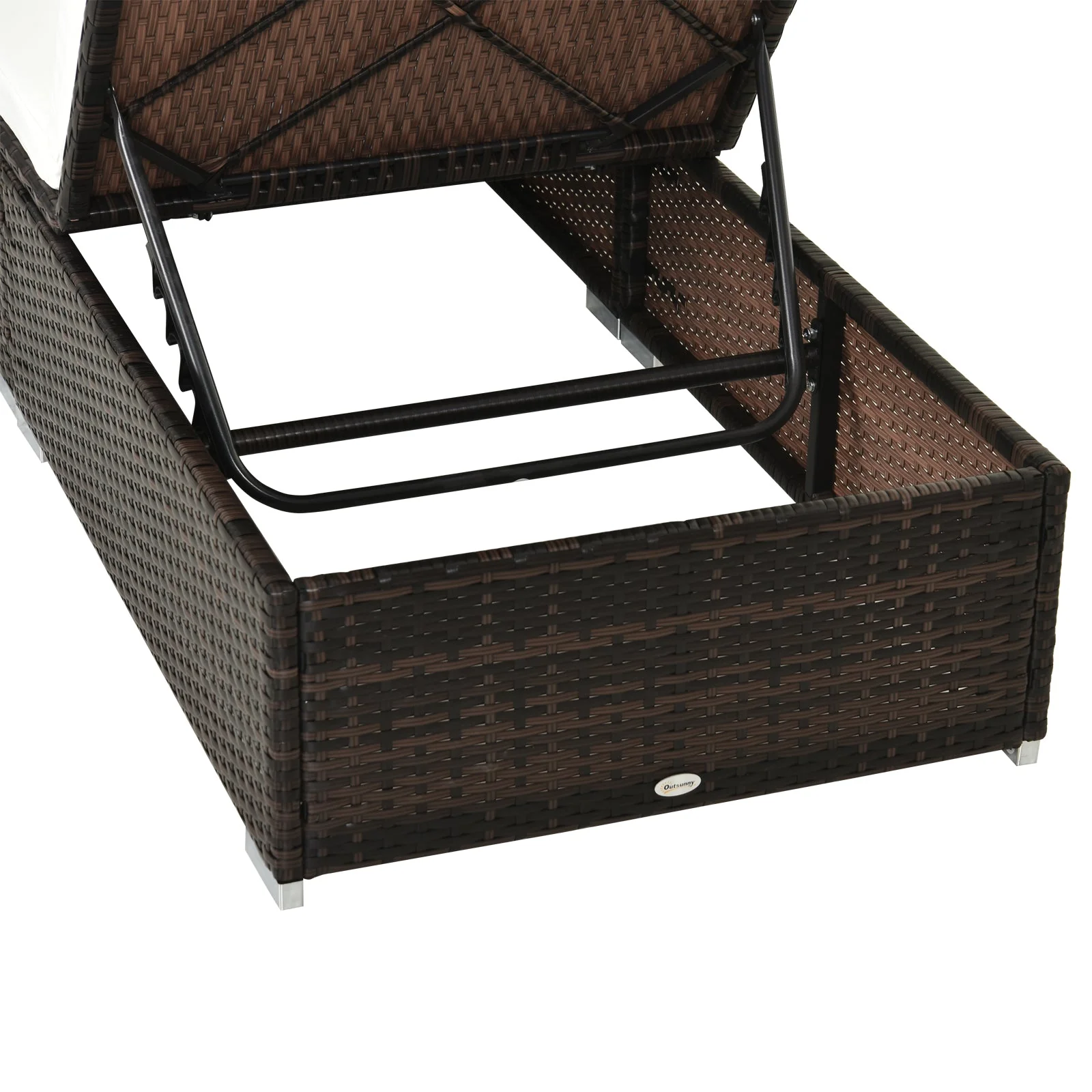 PE Rattan Sun Lounger with Cushion - Image 5