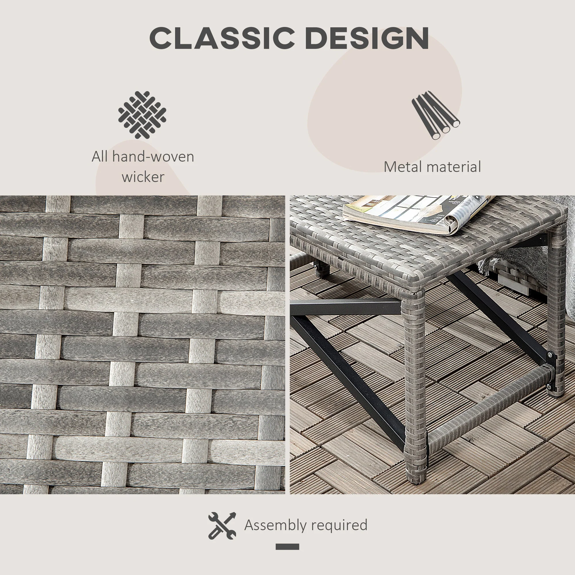 PE Wicker Outdoor Coffee Table - Image 4