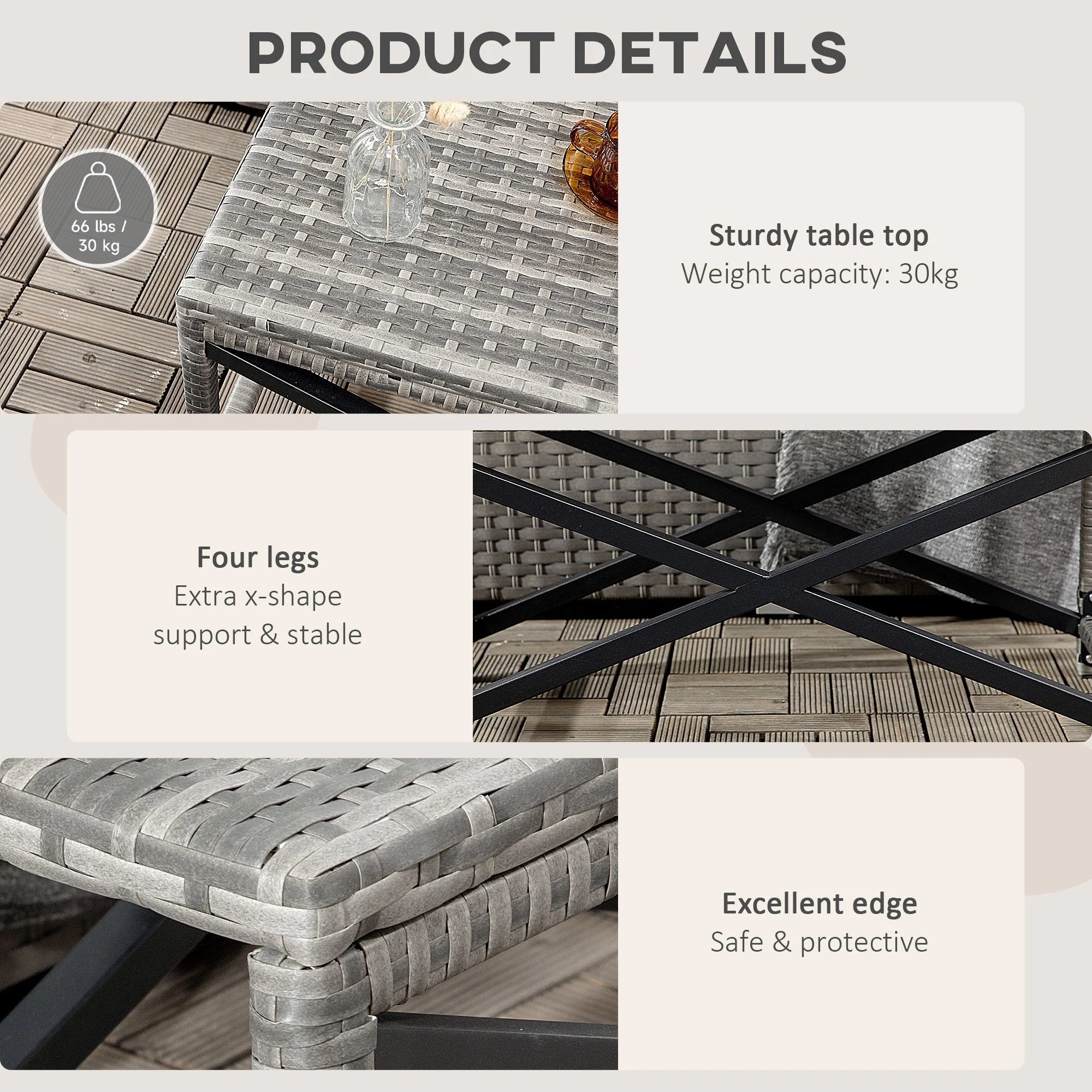 PE Wicker Outdoor Coffee Table - Image 6