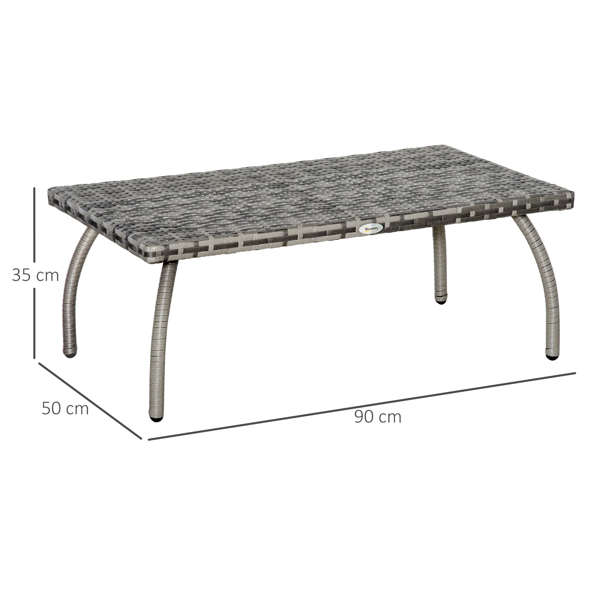 PE Wicker Rattan Garden Coffee Table - Mixed Grey - Image 3