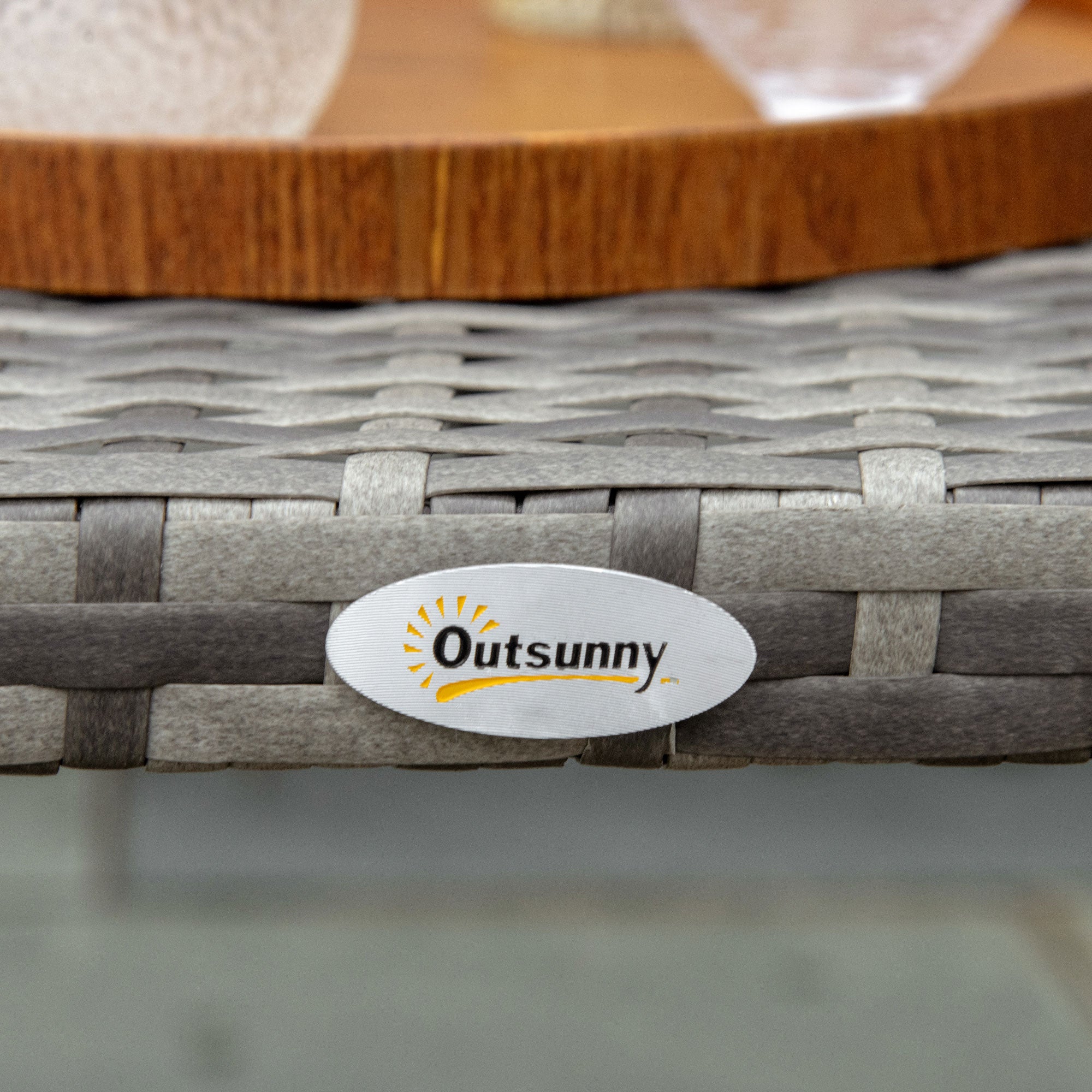 PE Wicker Rattan Garden Coffee Table - Mixed Grey - Image 9