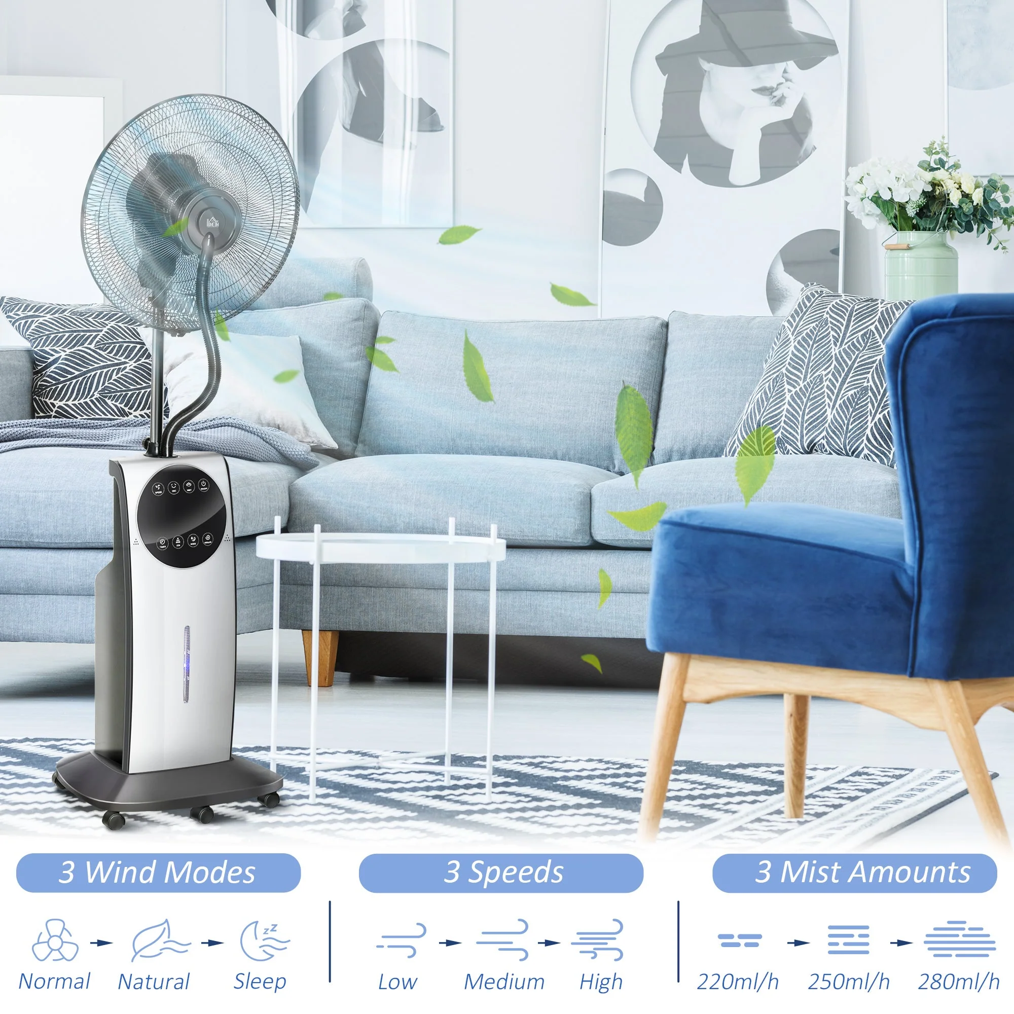 Pedestal Fan with Water Mist Spray - Image 8