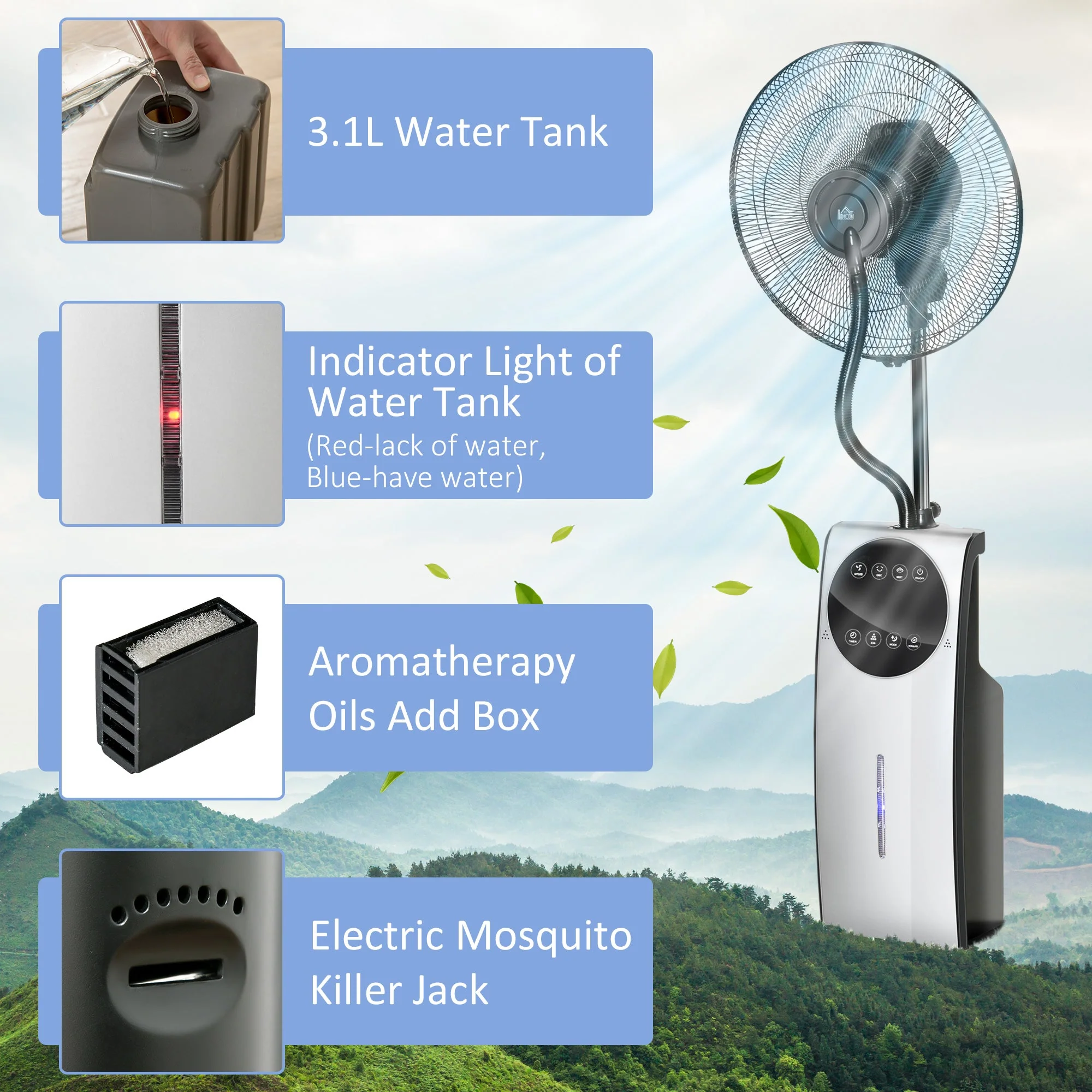 Pedestal Fan with Water Mist Spray - Image 9