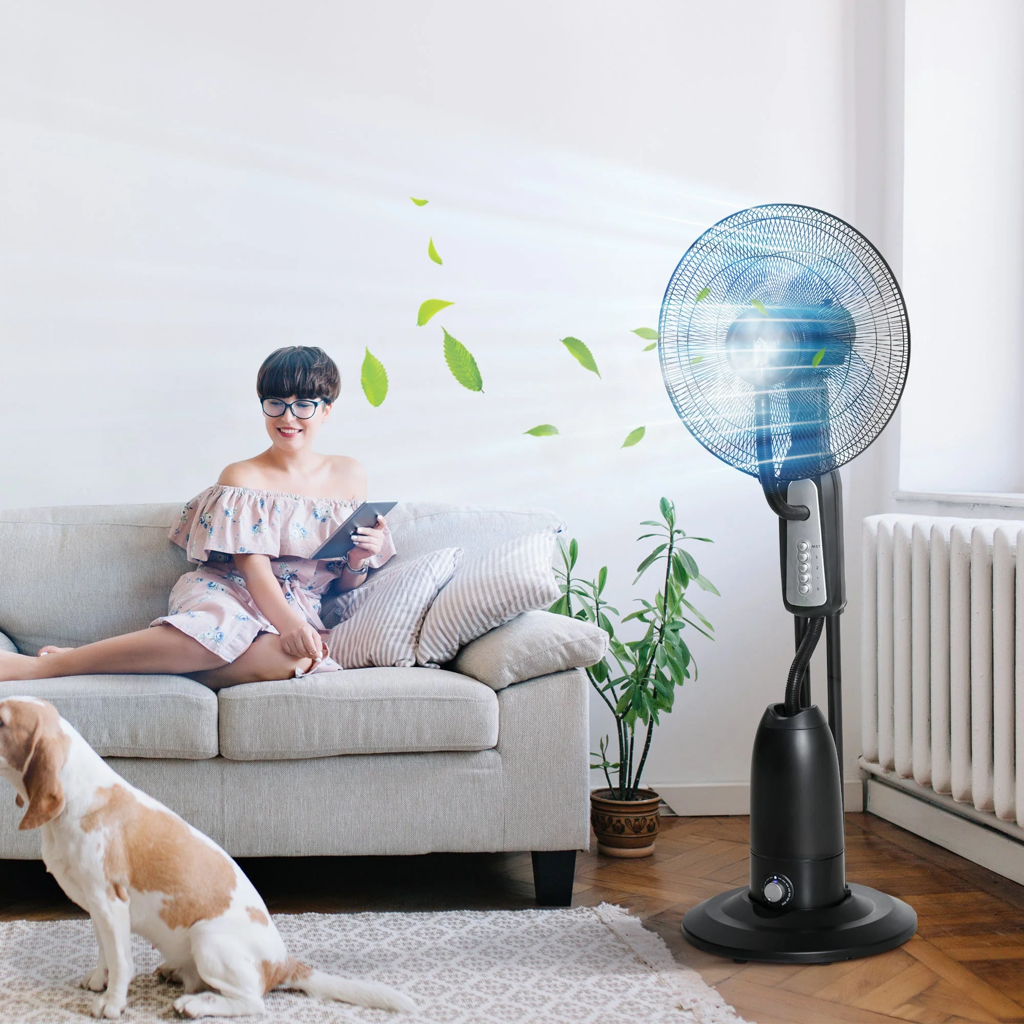 Pedestal Fan with Water Mist Spray - Image 2