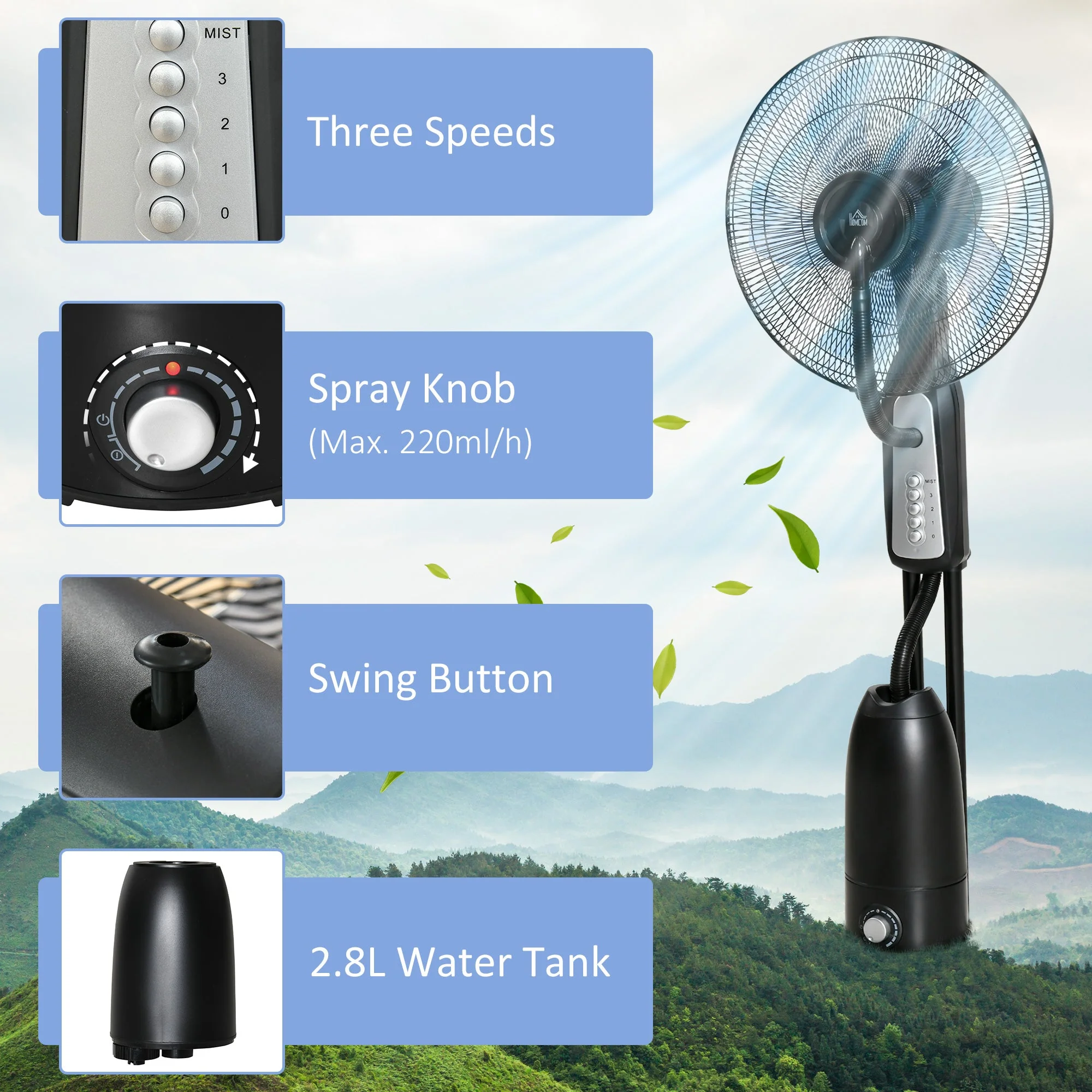 Pedestal Fan with Water Mist Spray - Image 5