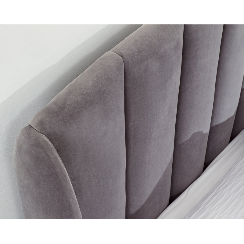 Pettine Double Ottoman Bed Wood & Fabric Grey 5 x 7ft - Image 5