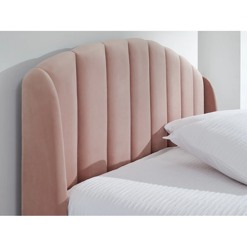 Pettine Double Ottoman Bed Wood & Fabric Pink 5 x 7ft - Image 7