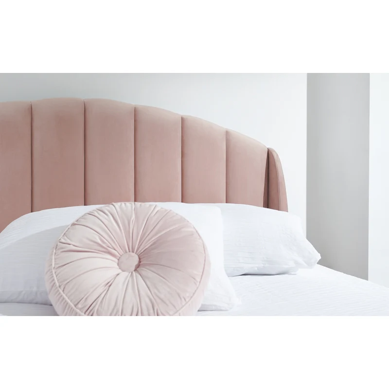 Pettine King Size Ottoman Bed Wood & Fabric Pink 5 x 7ft - Image 3