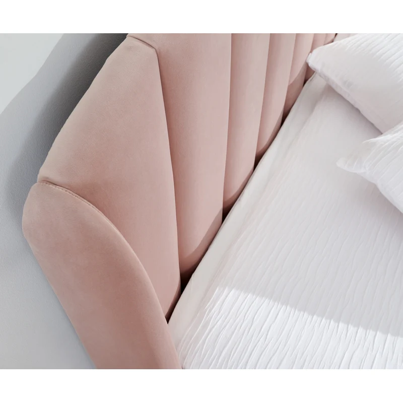 Pettine King Size Ottoman Bed Wood & Fabric Pink 5 x 7ft - Image 6