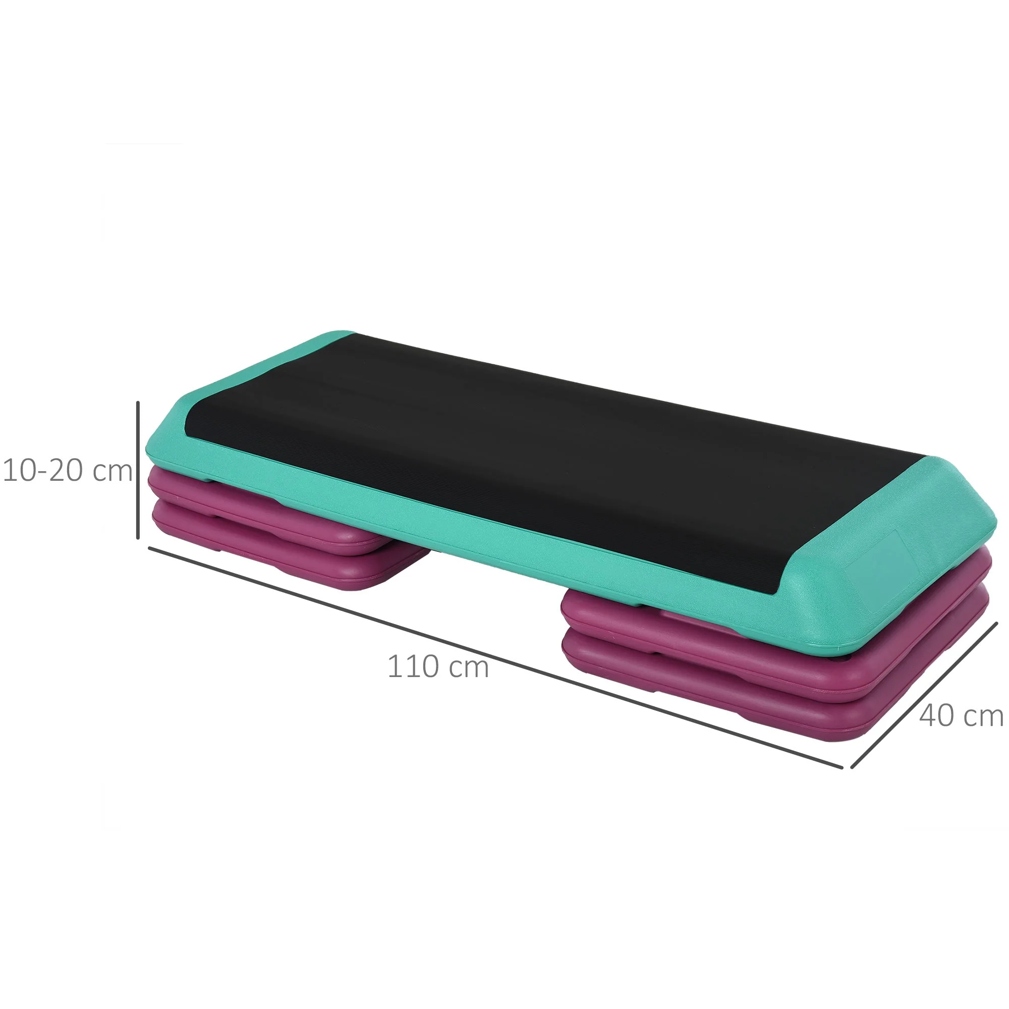 Plastic Adjustable 3-Level Exercise Step Aerobic Stepper Green/Purple - Image 3