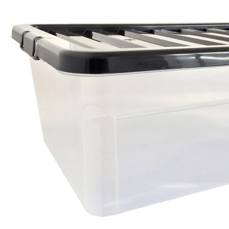 Plastic Storage Box 32 Litres - Clear & Black by TML - Image 2