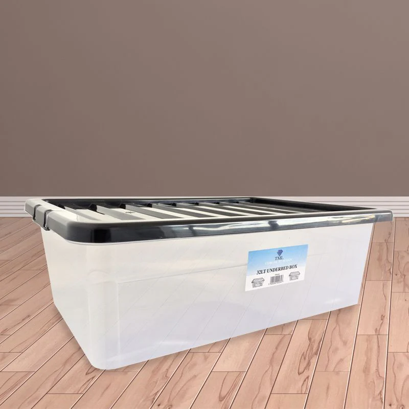 Plastic Storage Box 32 Litres - Clear & Black by TML - Image 4