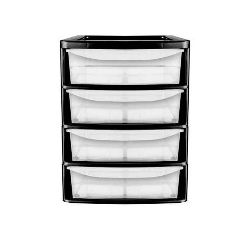 Plastic Storage Unit 4 Drawers 38 Litres - Clear & Black by Premier - Image 2