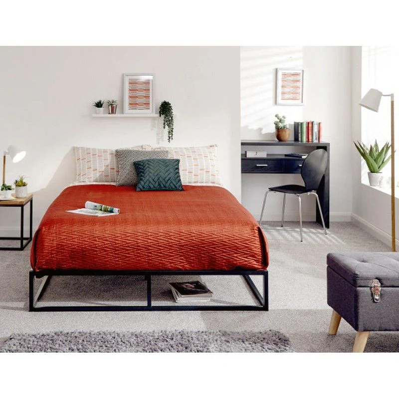 Platform Double Bed Metal Black 4 x 6ft - Image 2