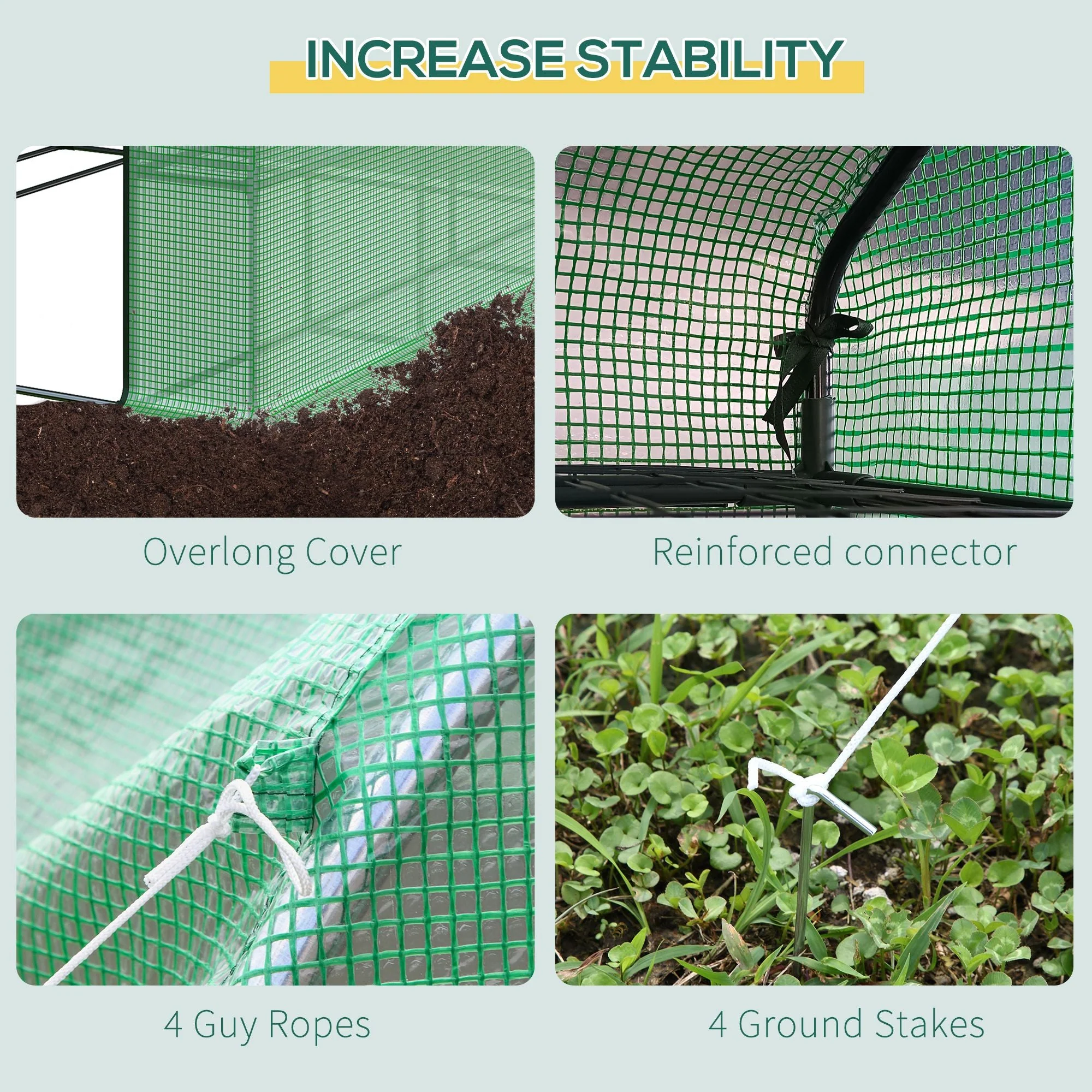 Poly Tunnel Steeple Walk in Garden Greenhouse with Removable Cover Shelves - Green 244 x 180 x 210cm - Image 7