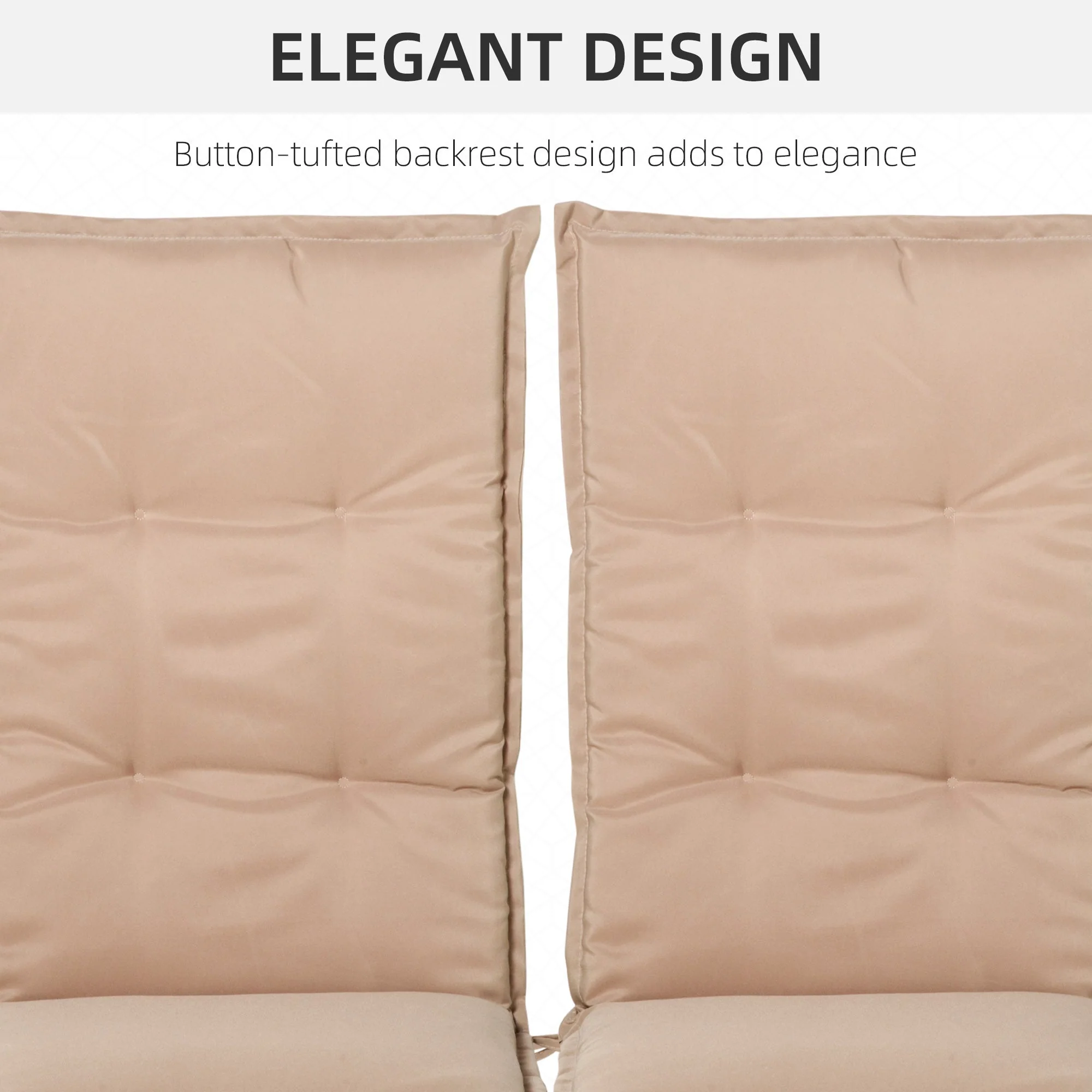 Polyester High Back Outdoor Garden Chair Replacement Cushion Beige - Image 5
