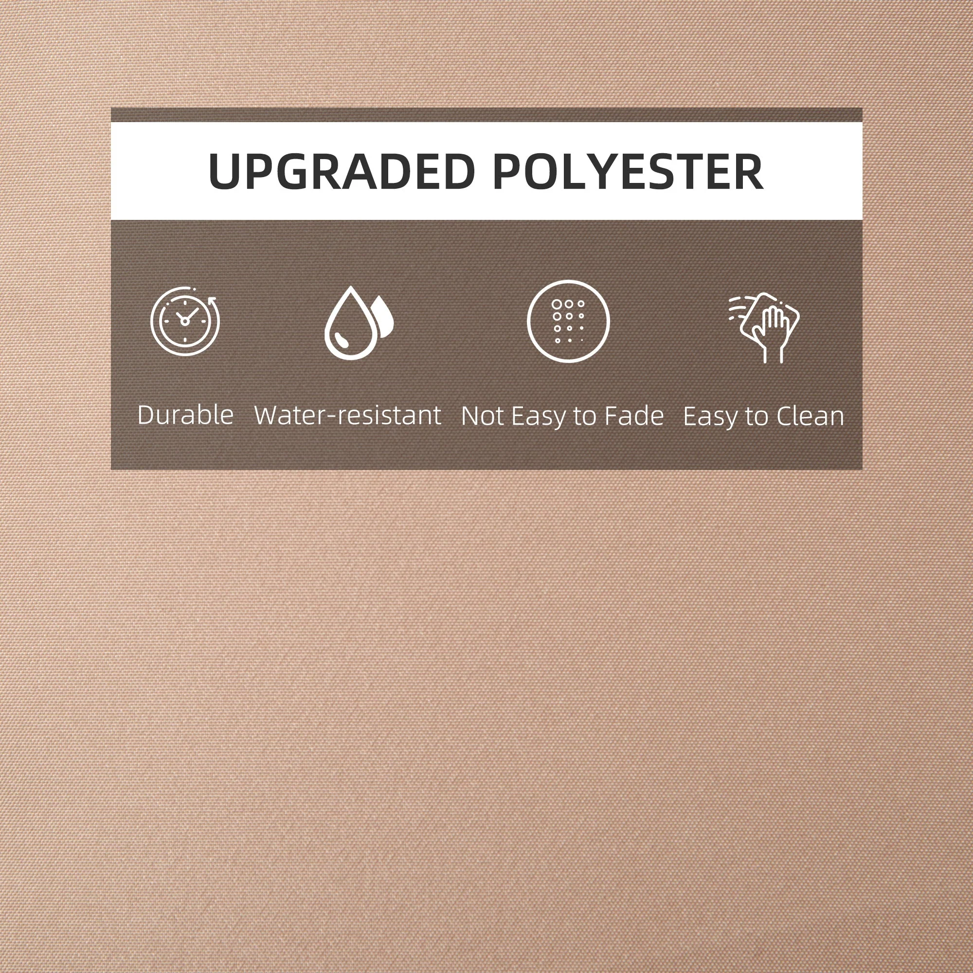 Polyester High Back Outdoor Garden Chair Replacement Cushion Beige - Image 7