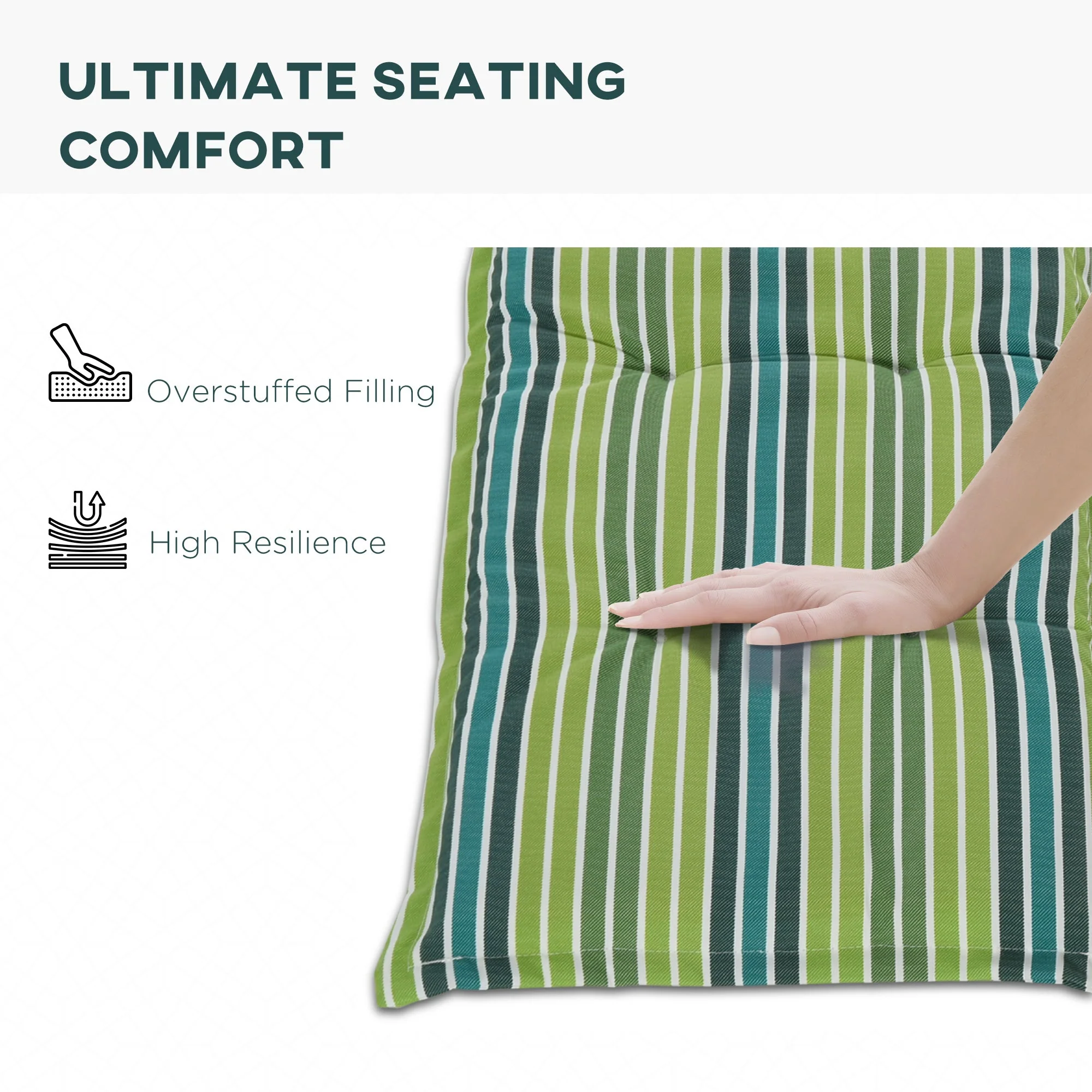 Polyester Set Of 2 Swing Chair Cushion Green Stripes - Image 5