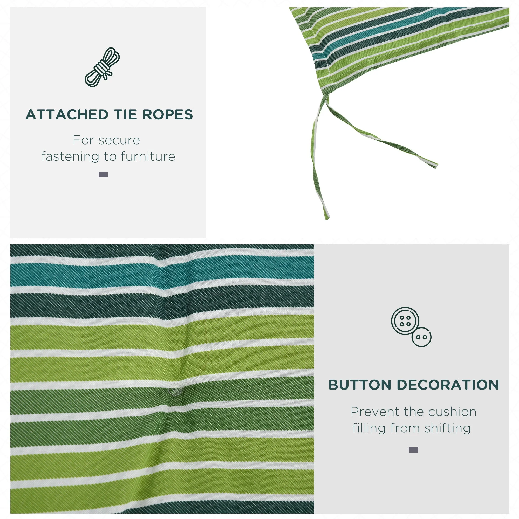 Polyester Set Of 2 Swing Chair Cushion Green Stripes - Image 6