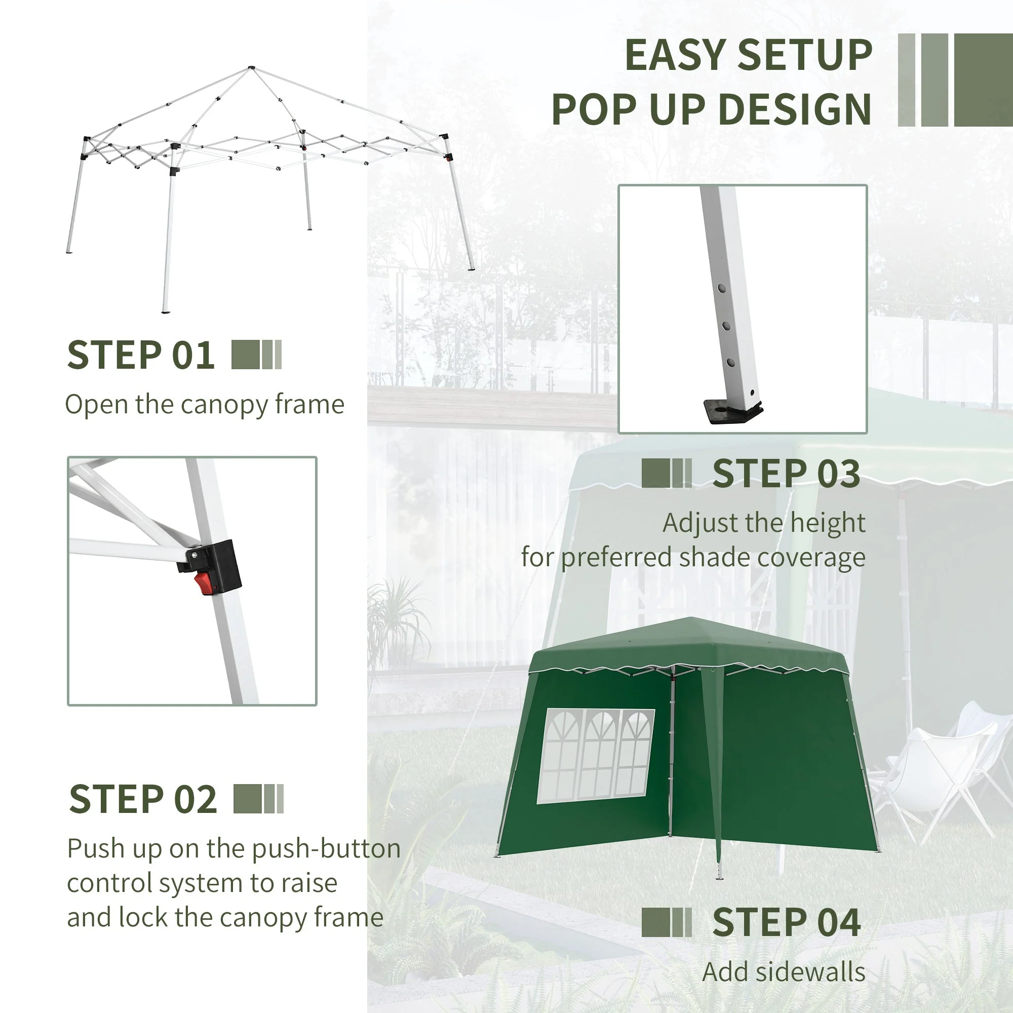 Pop Up Gazebo with 2 Sides - Image 5