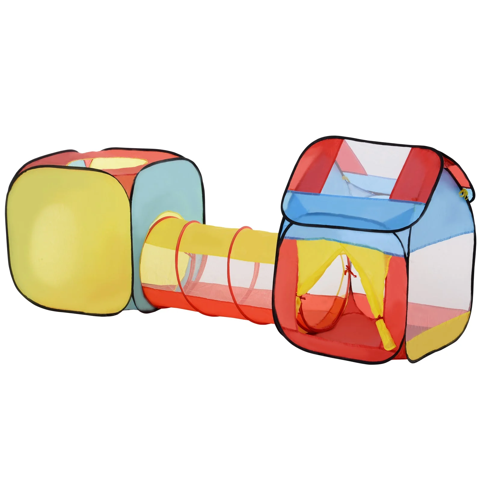 Pop Up House Tent Toddler Polyester 3 in 1 Play Tunnel Multi-Colour - Image 2