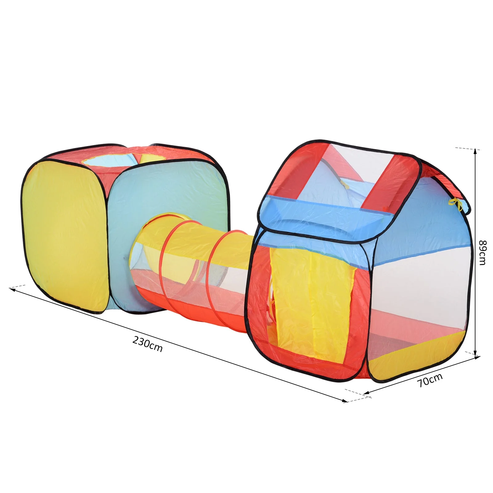 Pop Up House Tent Toddler Polyester 3 in 1 Play Tunnel Multi-Colour - Image 3