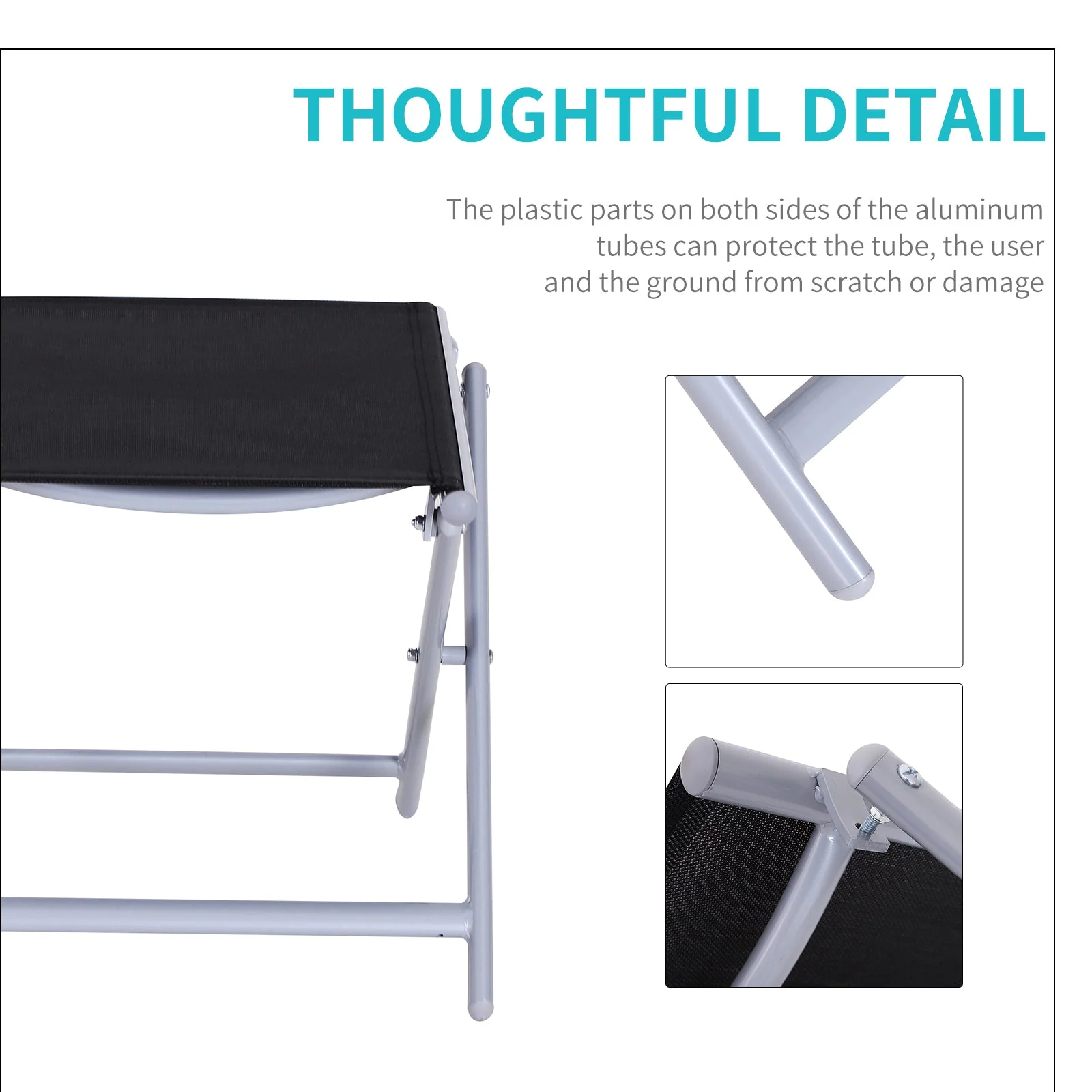 Portable Aluminum Textoline Chair-Black - Image 4