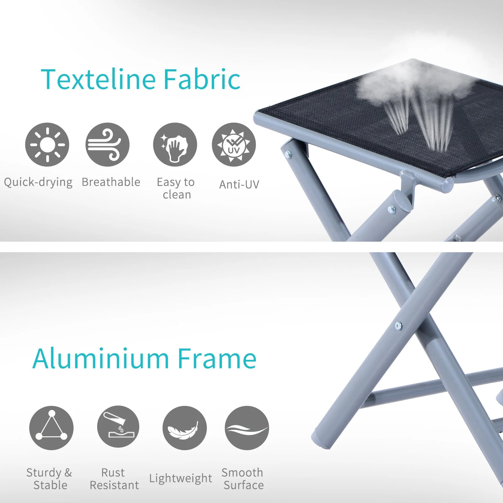 Portable Aluminum Textoline Chair-Black - Image 5
