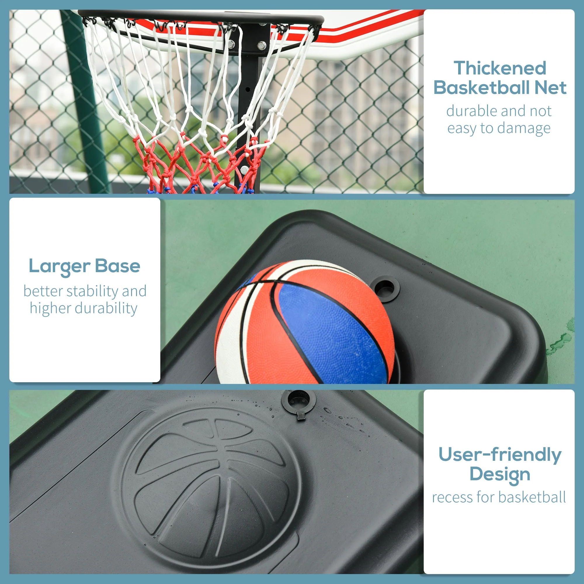 Portable Basketball Stand Net Hoop W/ Wheels-Black/White - Image 6